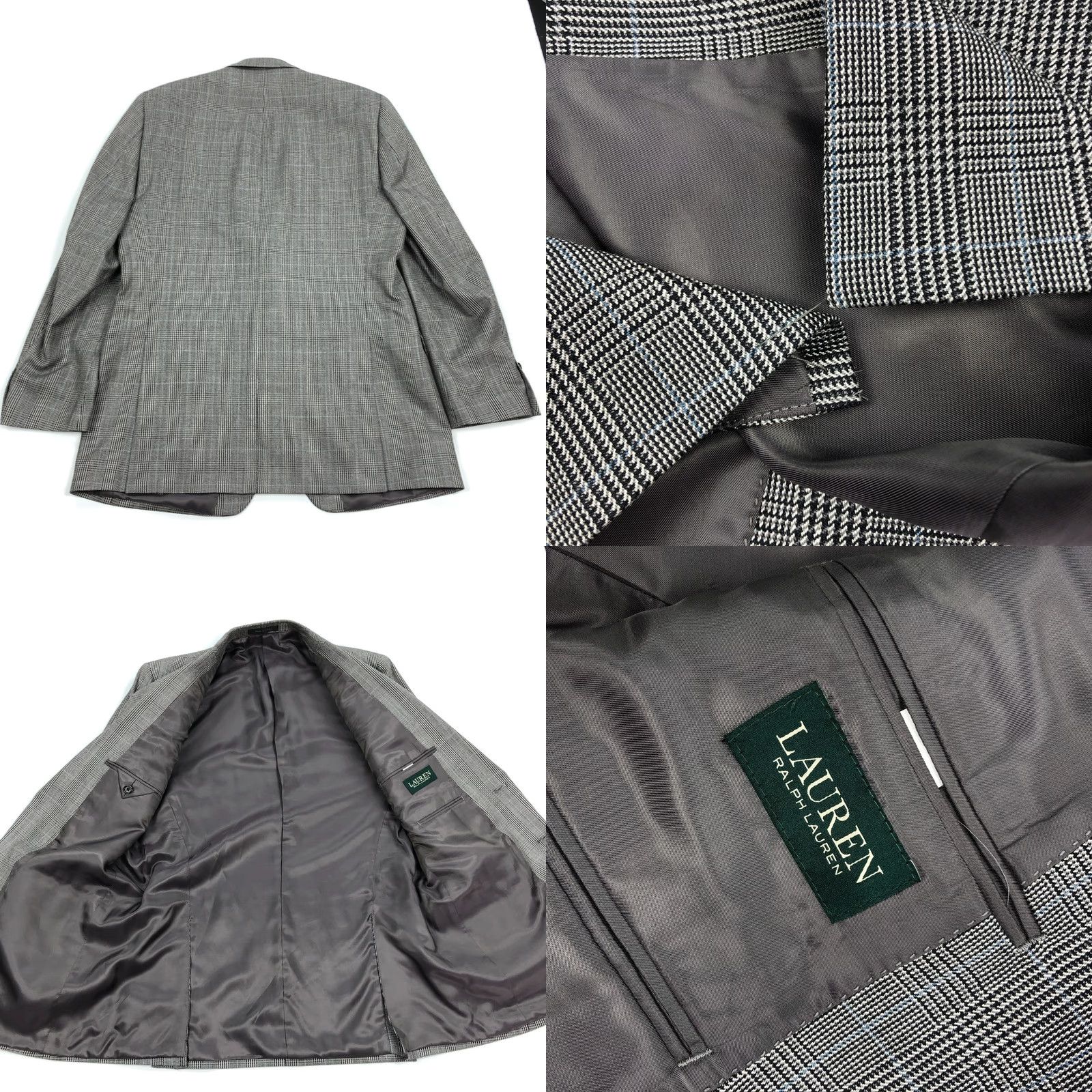 Ralph Lauren Ralph Lauren Blazer Wool Glen Check Mens 42L Gray Prince Wales Double Vent Notch Lapel 2 Button Suit Jacket Sport Coat Size 42R - 8 Thumbnail