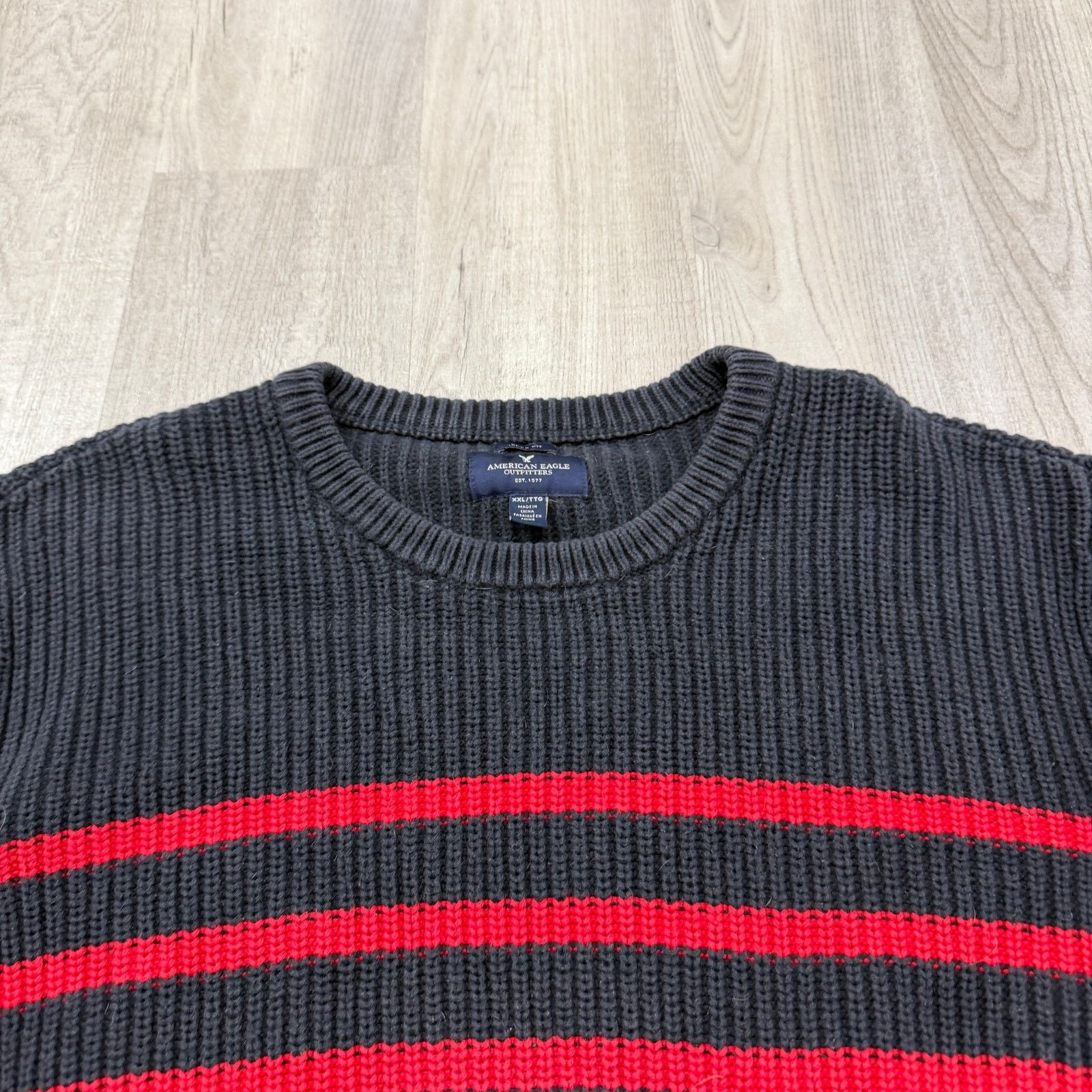 American Eagle Outfitters American Eagle Sweater 2XL Blue Red Striped Knit Crewneck Size US XXL / EU 58 / 5 - 3 Thumbnail