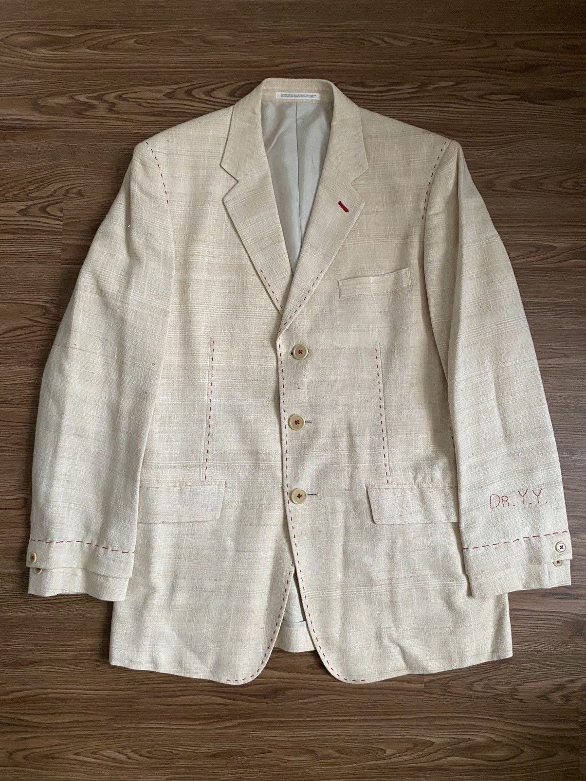 Yohji Yamamoto Yohji Yamamoto Pour Homme "DR.YY" Hand Stitch Jacket Size 42R - 2 Thumbnail