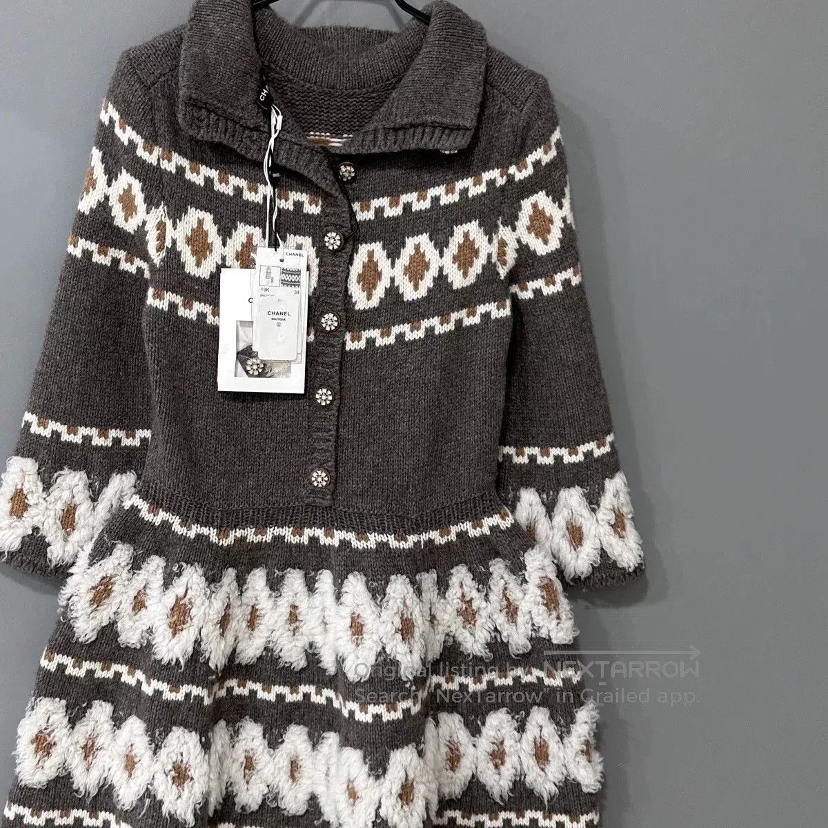Chanel chanel wool knit dress with geometric pattern. Size XS / US 0-2 / IT 36-38 - 2 Thumbnail