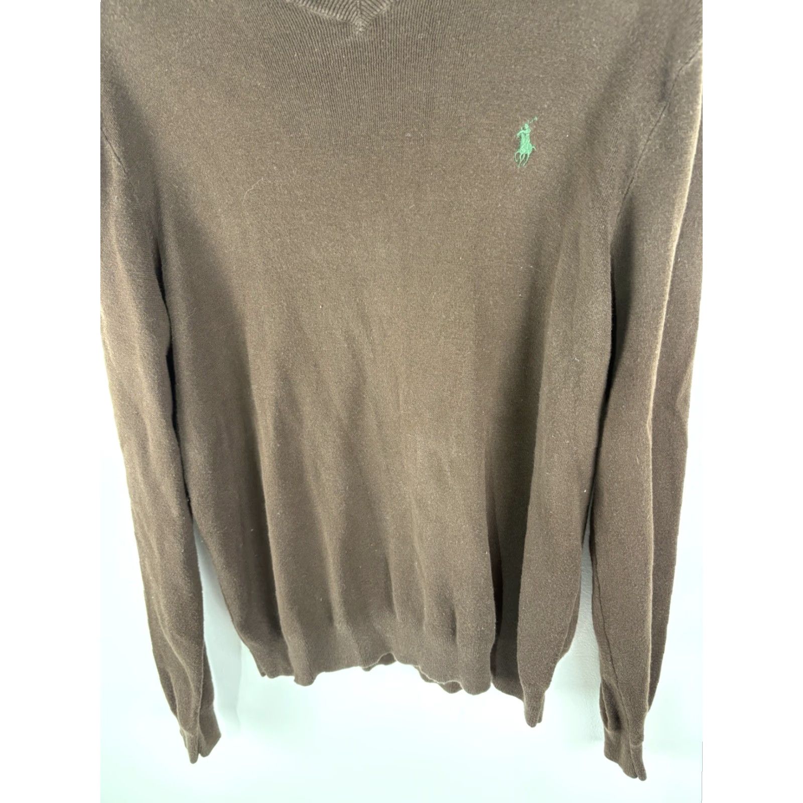 Polo Ralph Lauren Polo Ralph Lauren Mens Sweater V-Neck Long Sleeve Pullover Solid Knit Brown Size L Size US L / EU 52-54 / 3 - 3 Thumbnail