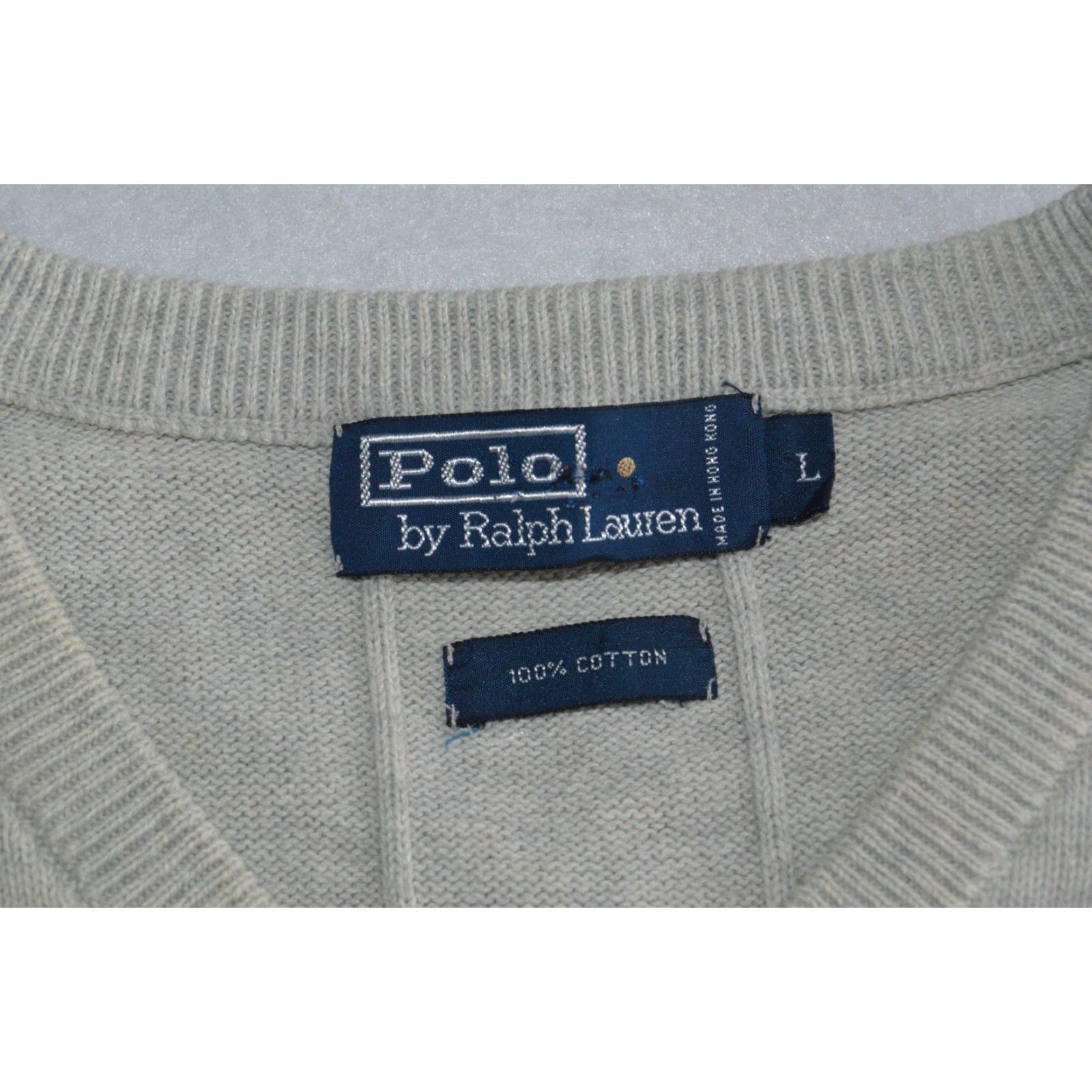 Polo Ralph Lauren VINTAGE Polo Ralph Lauren Sweater Vest Shirt Adult Large Lite Gray Cotton Size US L / EU 52-54 / 3 - 3 Thumbnail
