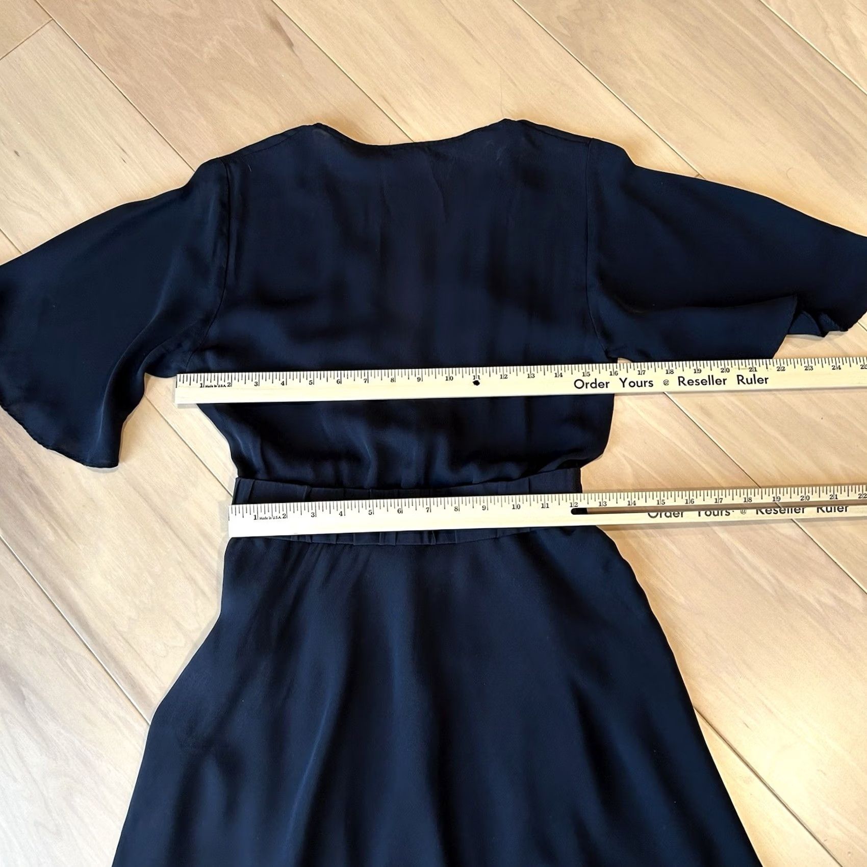 Vintage A.L.C. Ava Mini Dress Black Silk V-Neck Short Flutter Sleeve Pullover Logo 4 Womens Dress Modern Bohemian Party Wedding Size S / US 4 / IT 40 - 5 Thumbnail