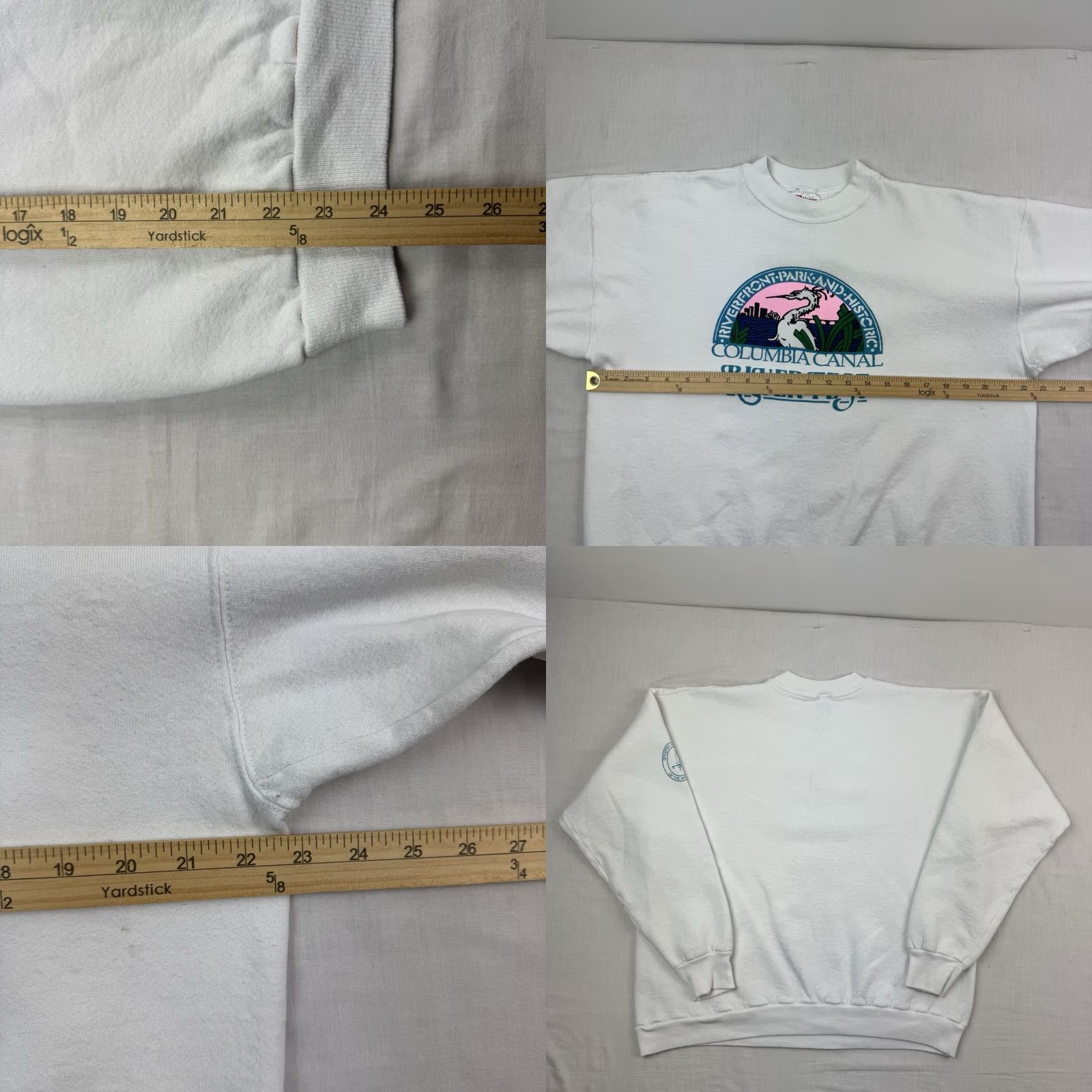 Hanes VINTAGE Columbia Sweatshirt Adult XL White 90s Nature Animals Hanes Crew Neck Pullover Cotton Mens Size US XL / EU 56 / 4 - 8 Thumbnail