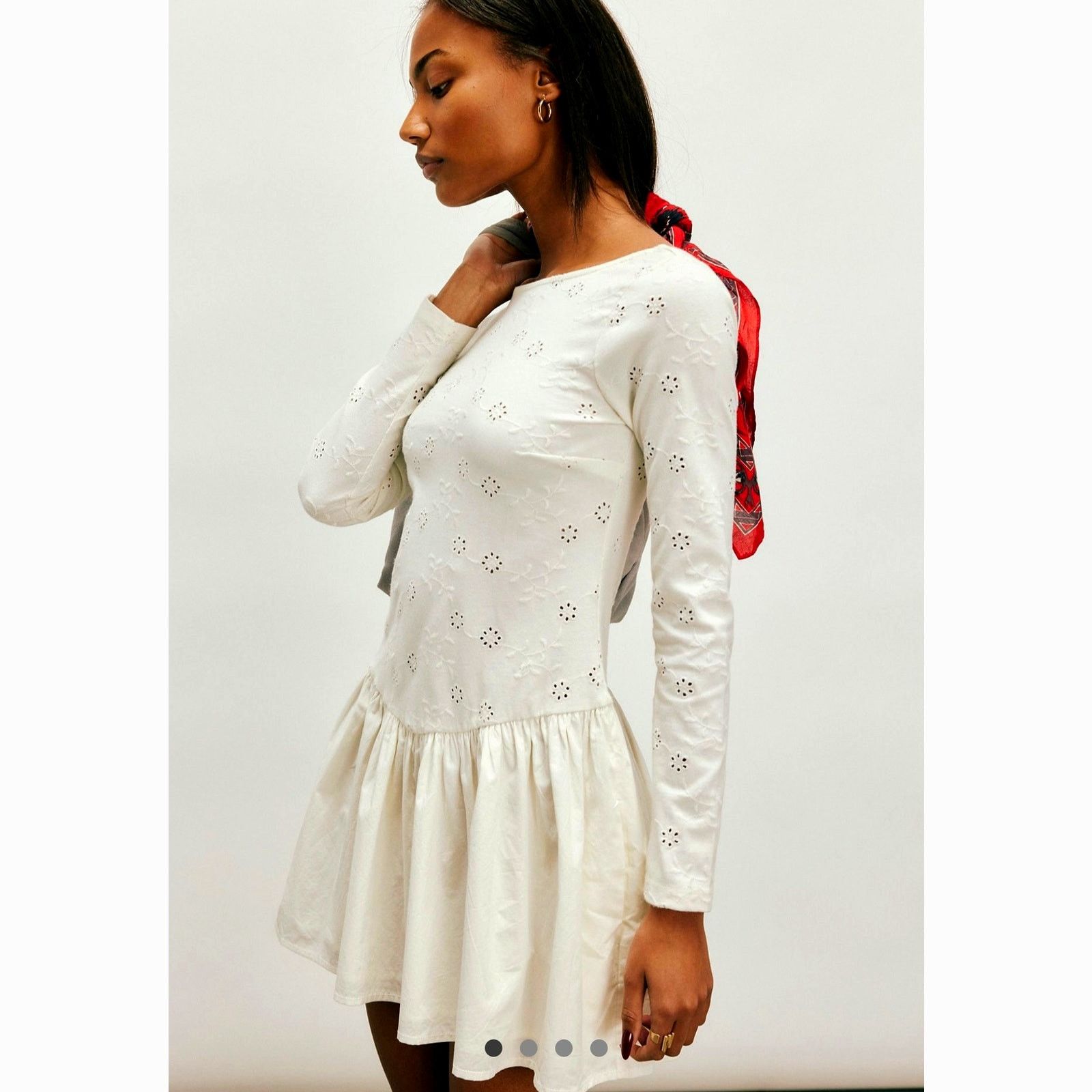 Free People Free People Surley Mini Dress Laser Cut Detail Clean Ivory M Size M / US 6-8 / IT 42-44 - 2 Thumbnail