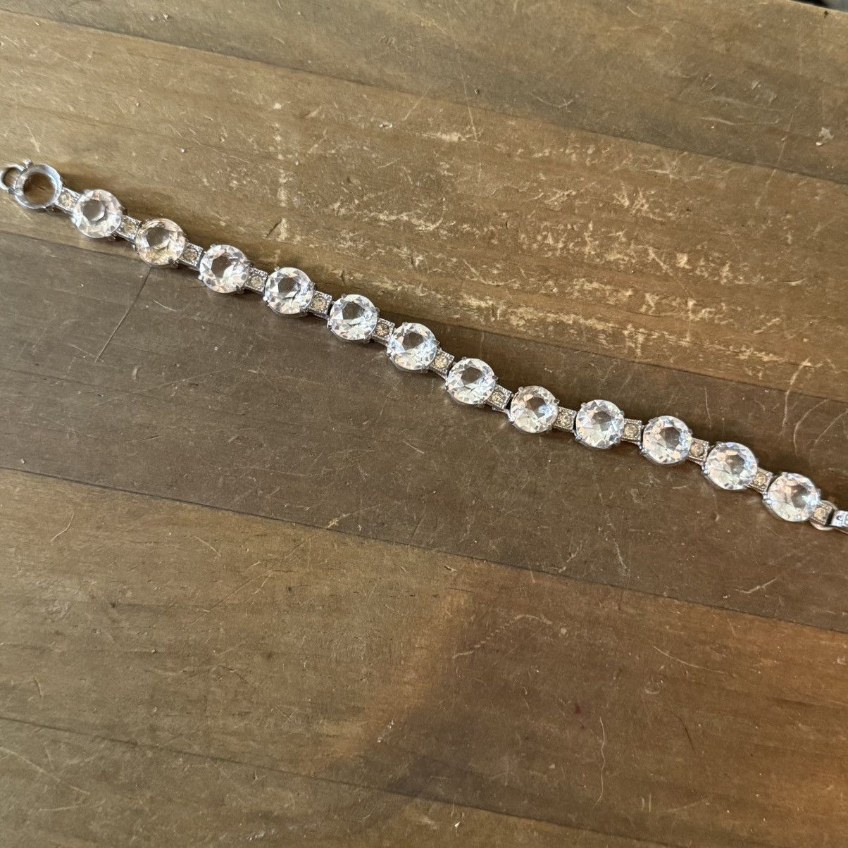 Vintage Vintage silver tone large crystal tennis bracelet Size ONE SIZE - 2 Thumbnail