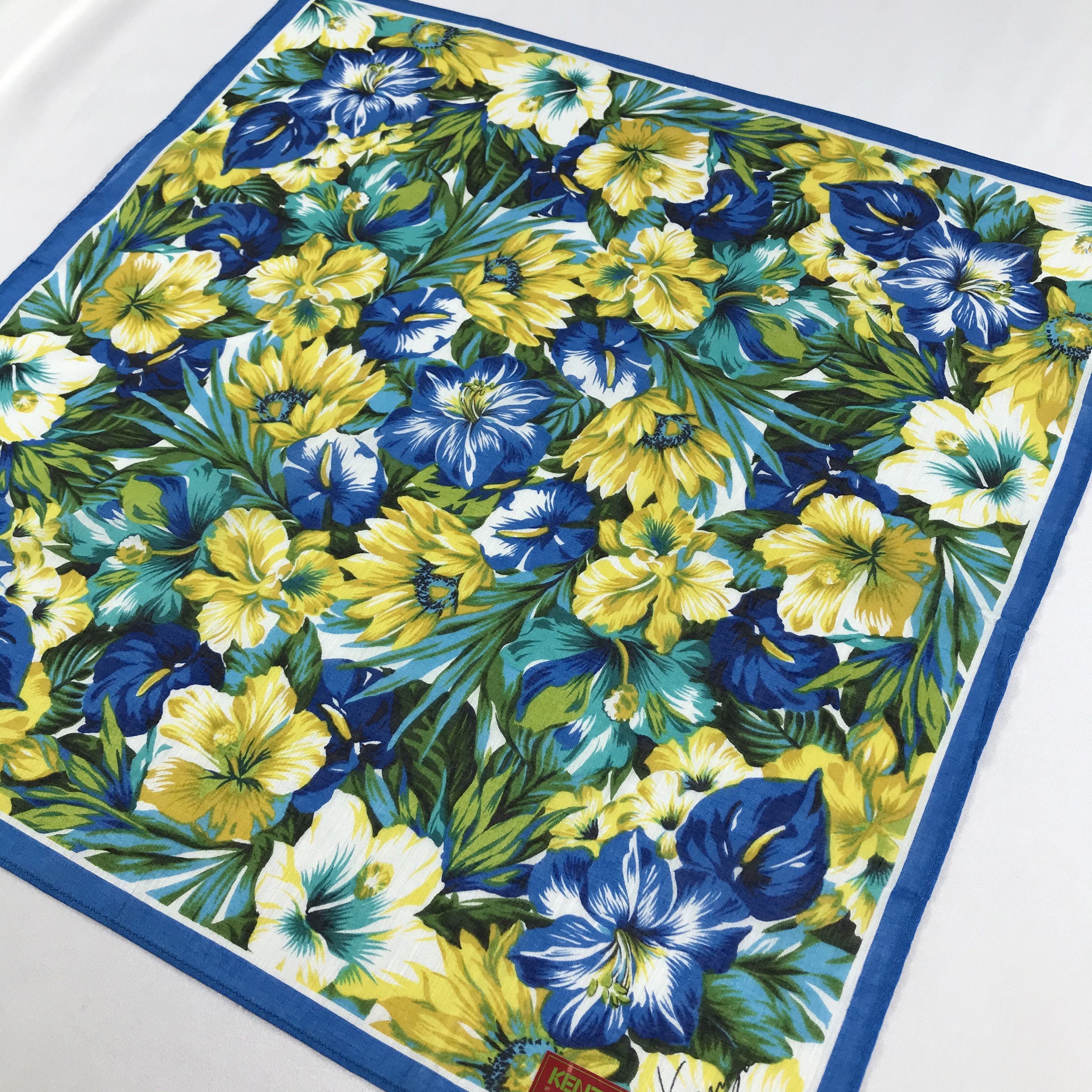 Kenzo Kenzo Blue Flower Handkerchief Neckerchief Bandana H667 Size ONE SIZE - 4 Thumbnail