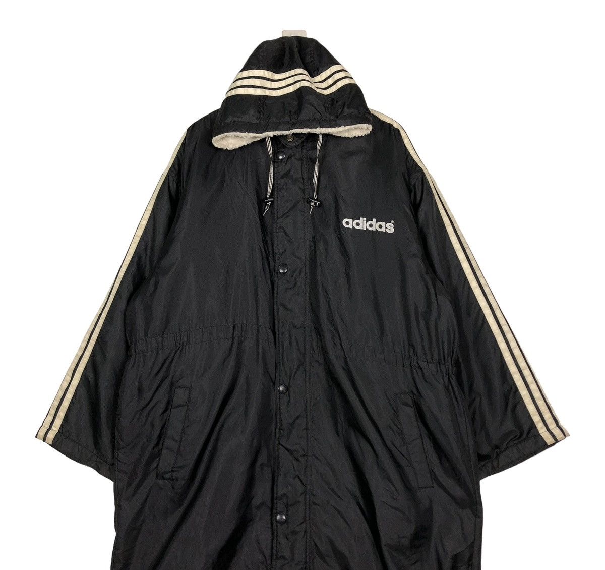 Adidas 🔥VINTAGE ADIDAS LONG JACKET BIG LOGO SHEARLING LINING Size US L / EU 52-54 / 3 - 8 Thumbnail