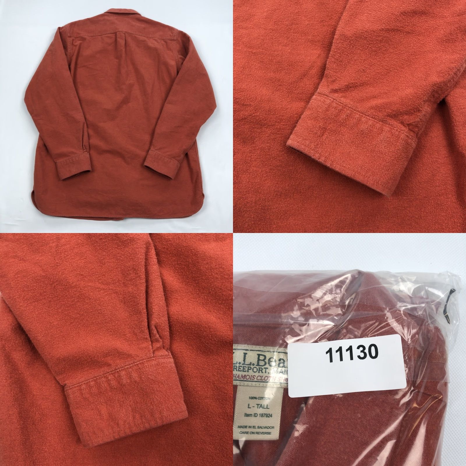 Vintage VINTAGE L.L.Bean Shirt Chamois Cloth Button-Down Long Sleeve Orange Mens Large Tall Shirt Size US L / EU 52-54 / 3 - 8 Thumbnail