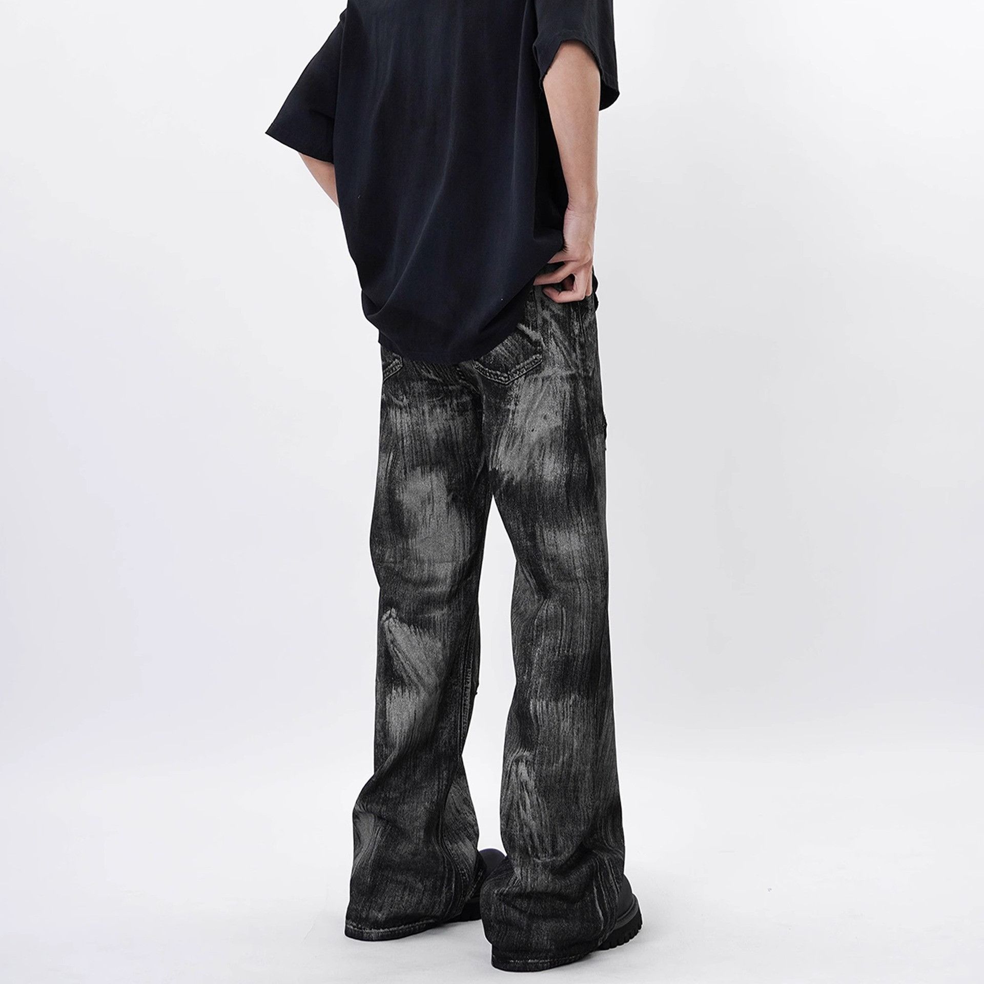 Japanese Brand Retro loose tie dye zipper micro flared jeans Size US 32 / EU 48 - 3 Thumbnail