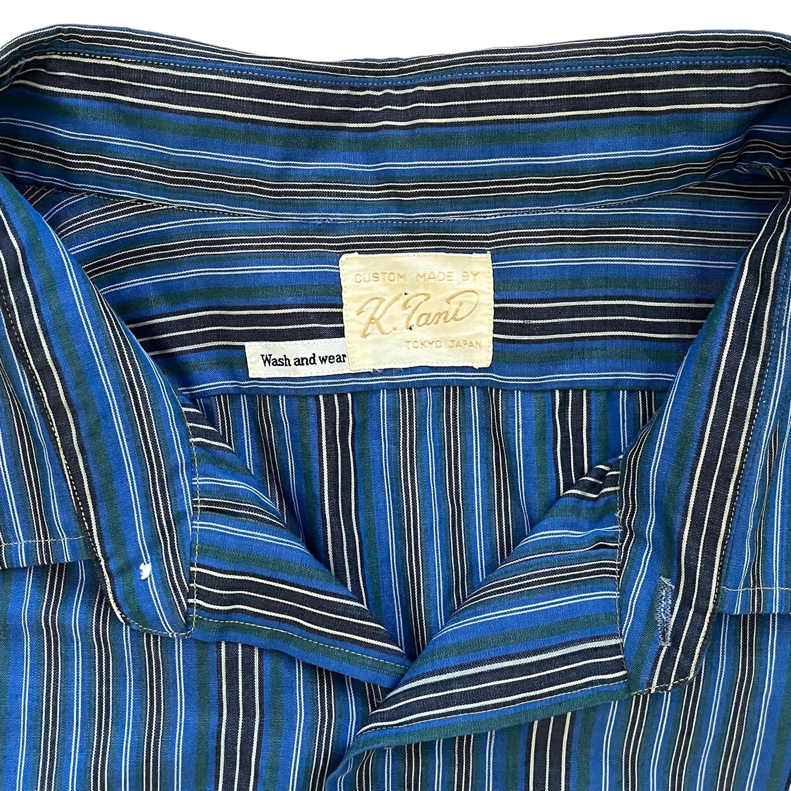 Vintage Vintage K. Tani Tokyo Striped Blue Short-Sleeve Button Shirt Size US XL / EU 56 / 4 - 3 Thumbnail