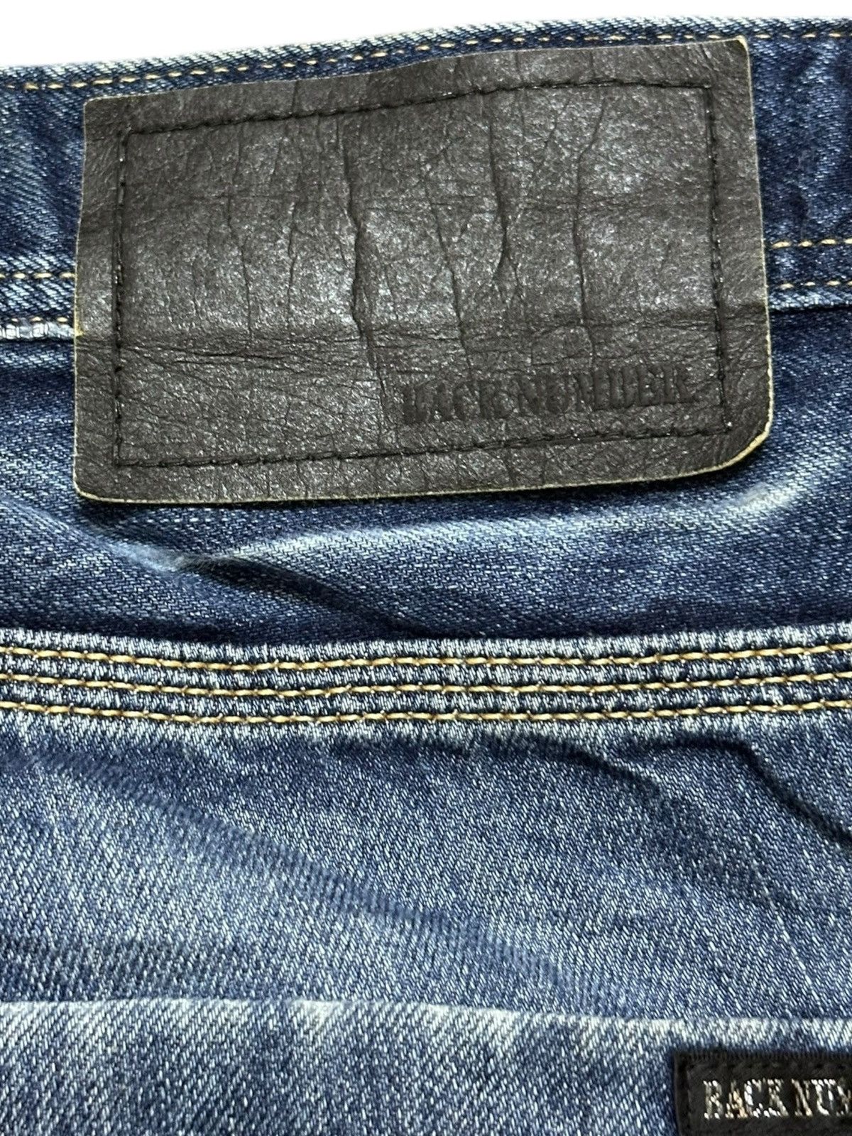 Japanese Brand Vintage Back Number Faded Whiskers Honeycomb Denim Size US 32 / EU 48 - 9 Thumbnail