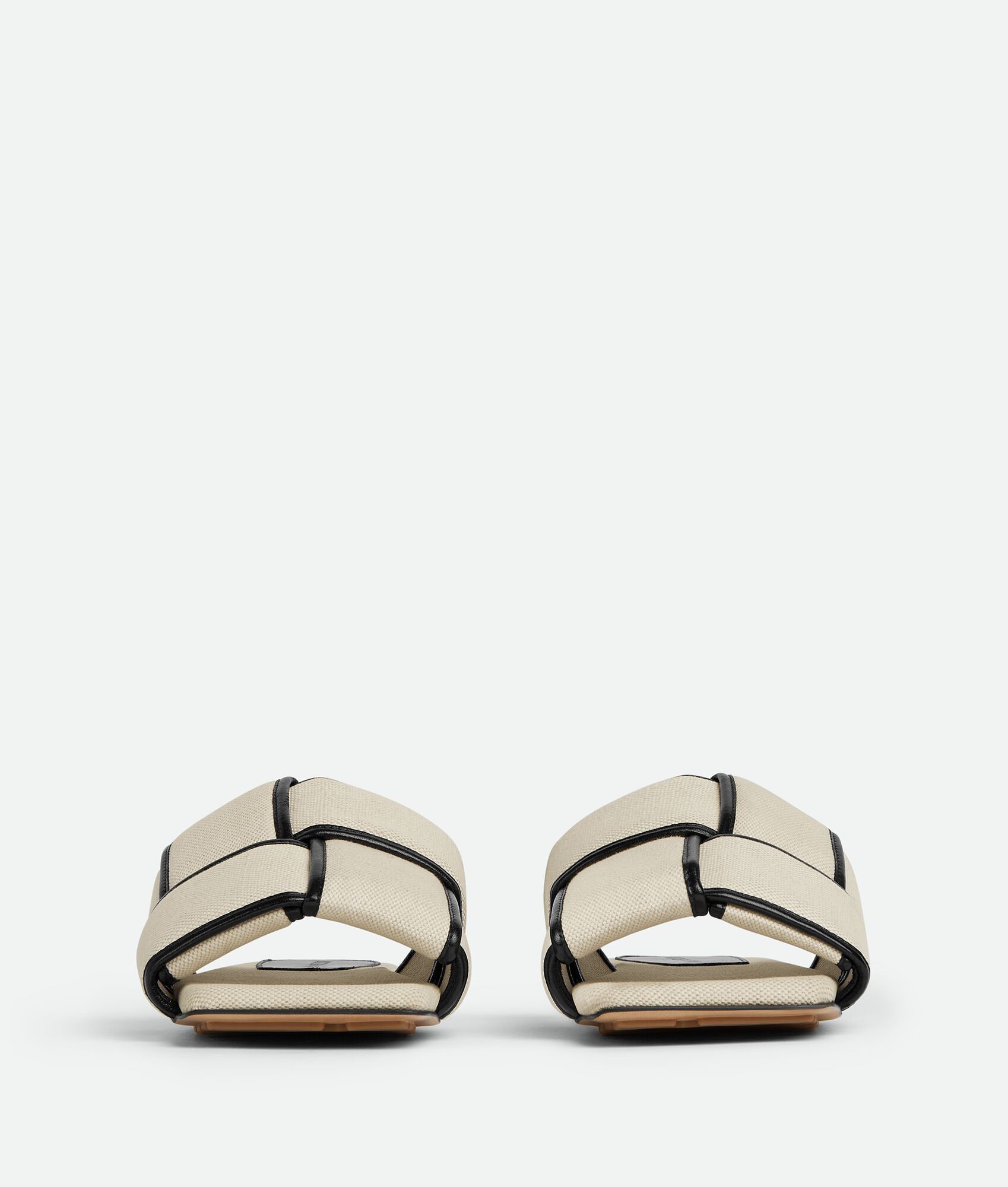 Bottega Veneta o1bcso1str0725 Patch Flat Mules in Natural/Black Size US 7 / IT 37 - 2 Thumbnail