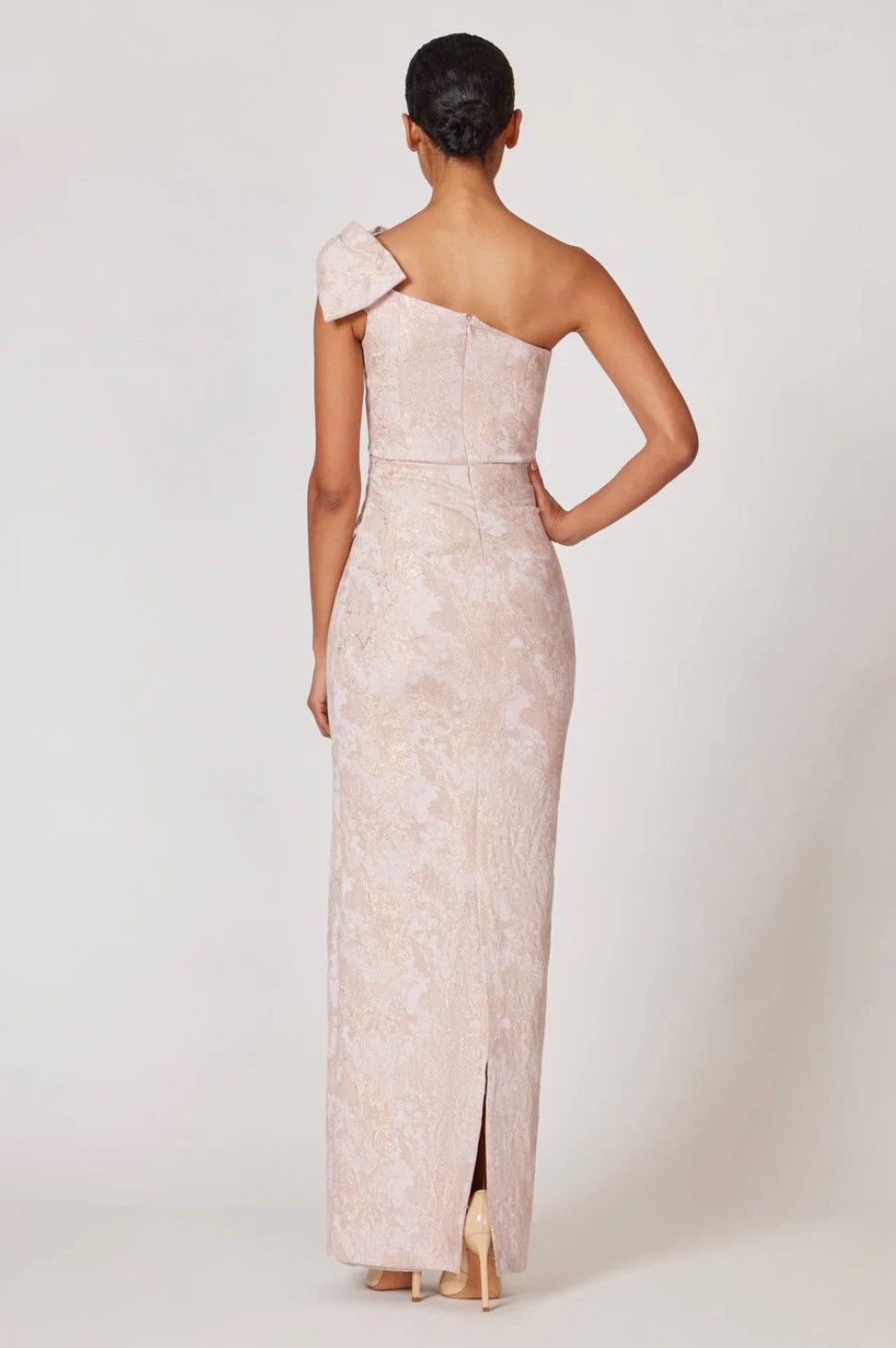 Other Teri Jon Metallic Jacquard One-Shoulder Column Gown size 10 Size L / US 10 / IT 46 - 3 Thumbnail