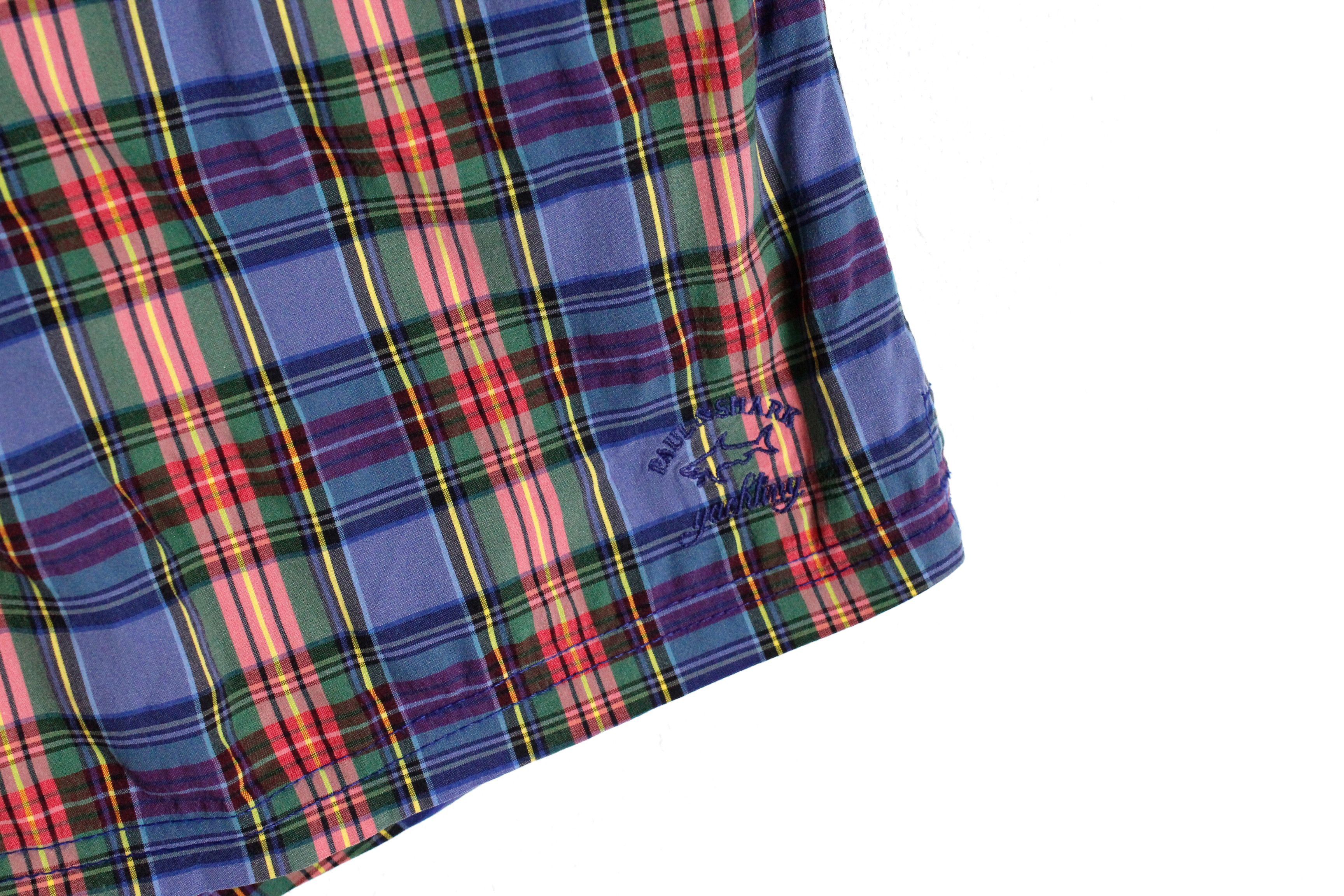 Paul & Shark Vintage Paul & Shark Yachting Logo Tartan Check Swim Shorts Size US 34 / EU 50 - 2 Thumbnail