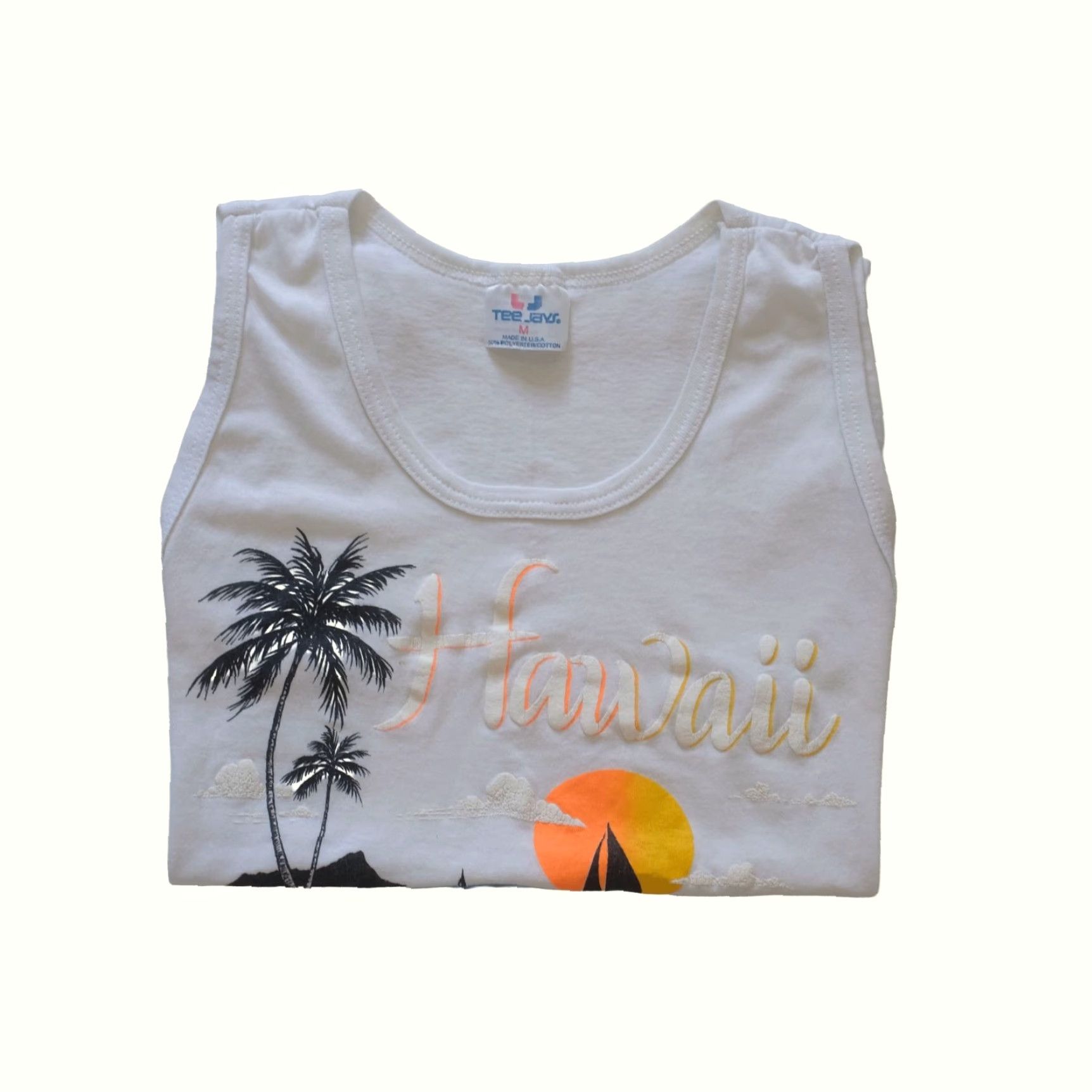 TEE JAYS VINTAGE HAWAII 80s 90s RETRO SAILING PUFF PRINT TEE JAYS TANK TOP USA MADE Men SZ M Size US M / EU 48-50 / 2 - 2 Thumbnail