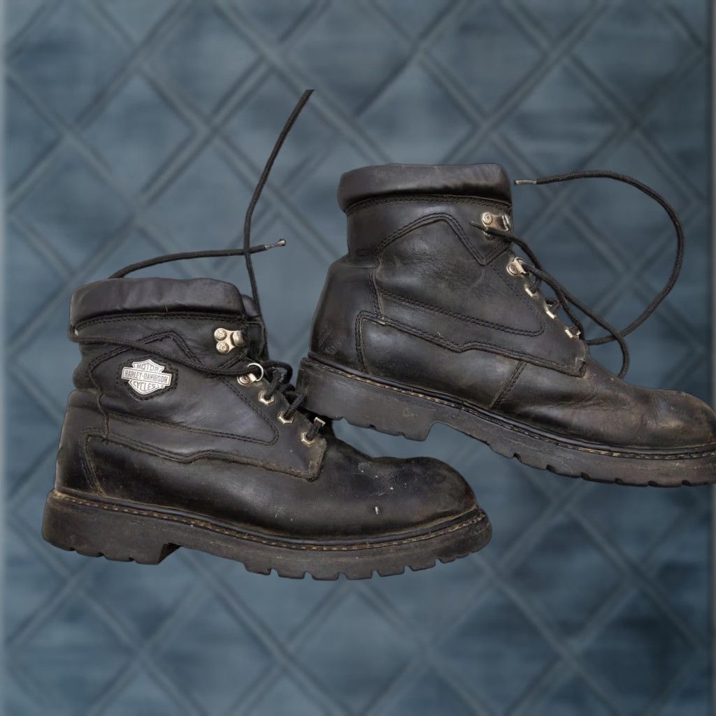 Harley Davidson Harley-Davidson Boots Mens 11.5 Black Leather Biker Motorcycle Lace Up Ankle Workwear Winter Mens Shoes Size US 12 / EU 45 - 1 Thumbnail