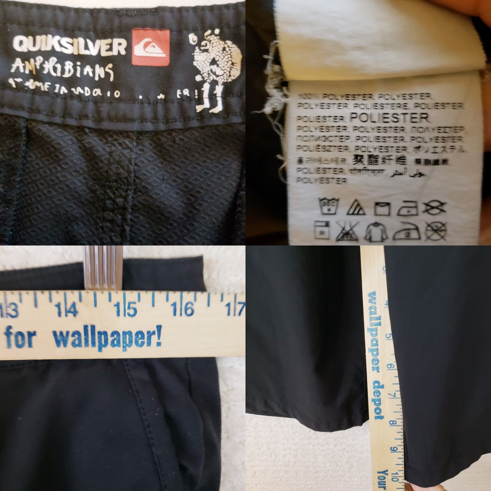Quiksilver Quiksilver Bermuda Shorts Black Amphibian Regular 32x10 Men's Quick Dry Stretch Pockets Beach Summer 4-Way Spandex Polyester Size US 32 / EU 48 - 8 Thumbnail