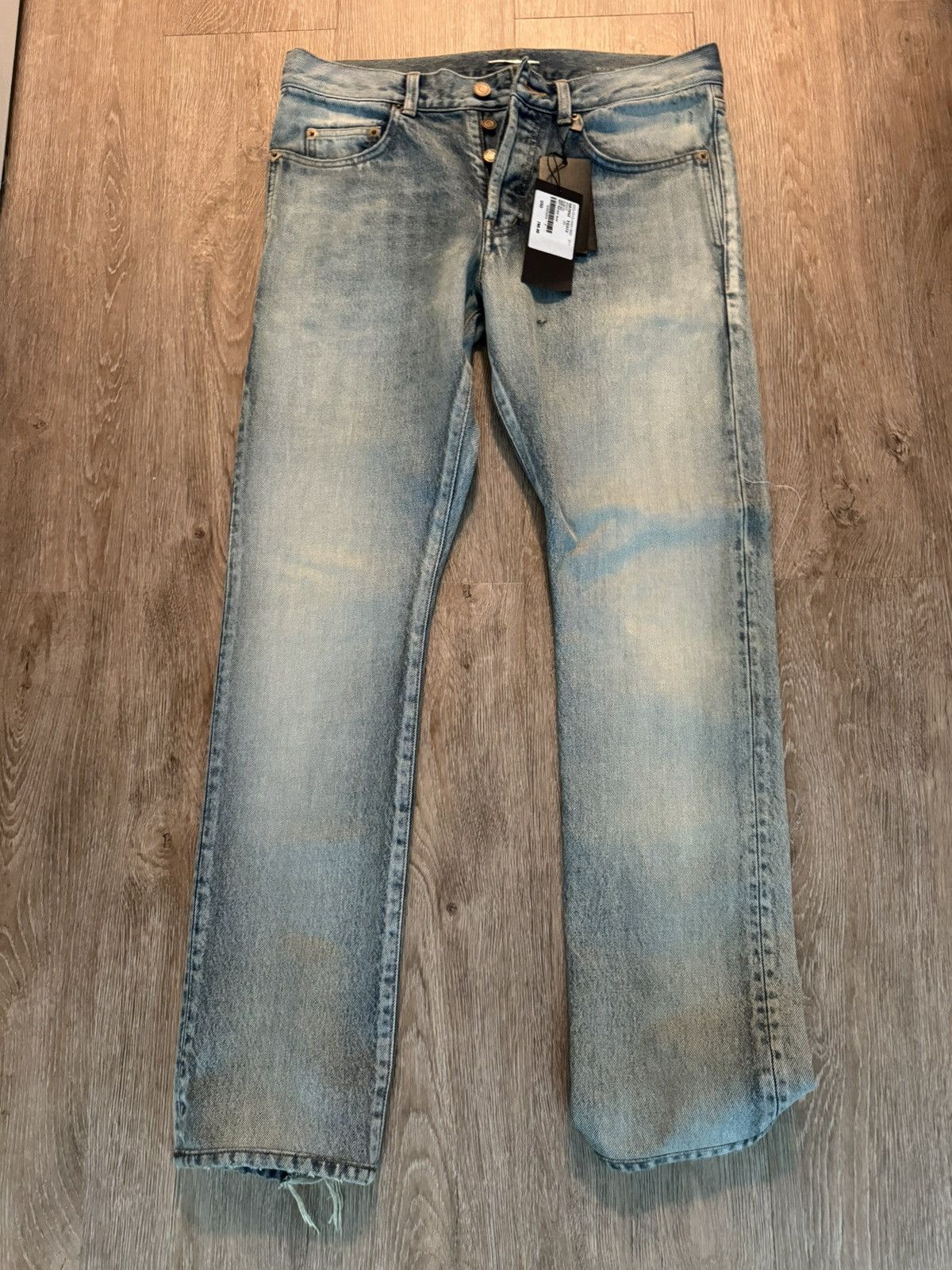 image of Saint Laurent Paris Slim Fit Jeans in Grey, Men's (Size 30)