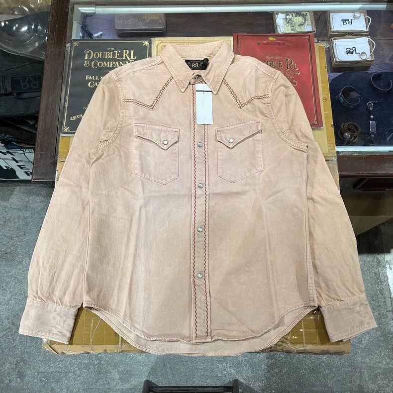 RRL Ralph Lauren RRL Ralph Lauren Dirty Pink Embroidered Western Shirt Size US M / EU 48-50 / 2 - 2 Thumbnail