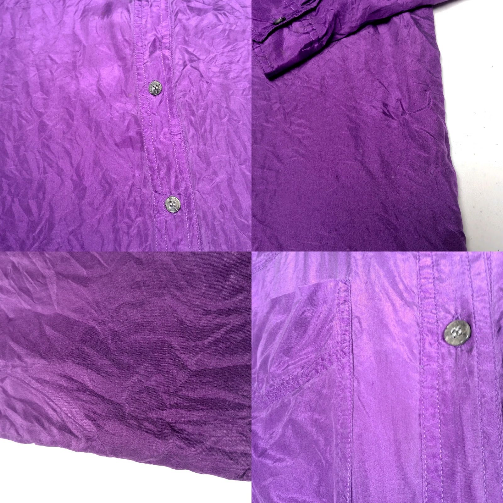 Etro VINTAGE Kikomo Silk Blouse Large Purple Long Sleeve Button Up Casual Womens 1990s Retro Size L / US 10 / IT 46 - 10 Thumbnail