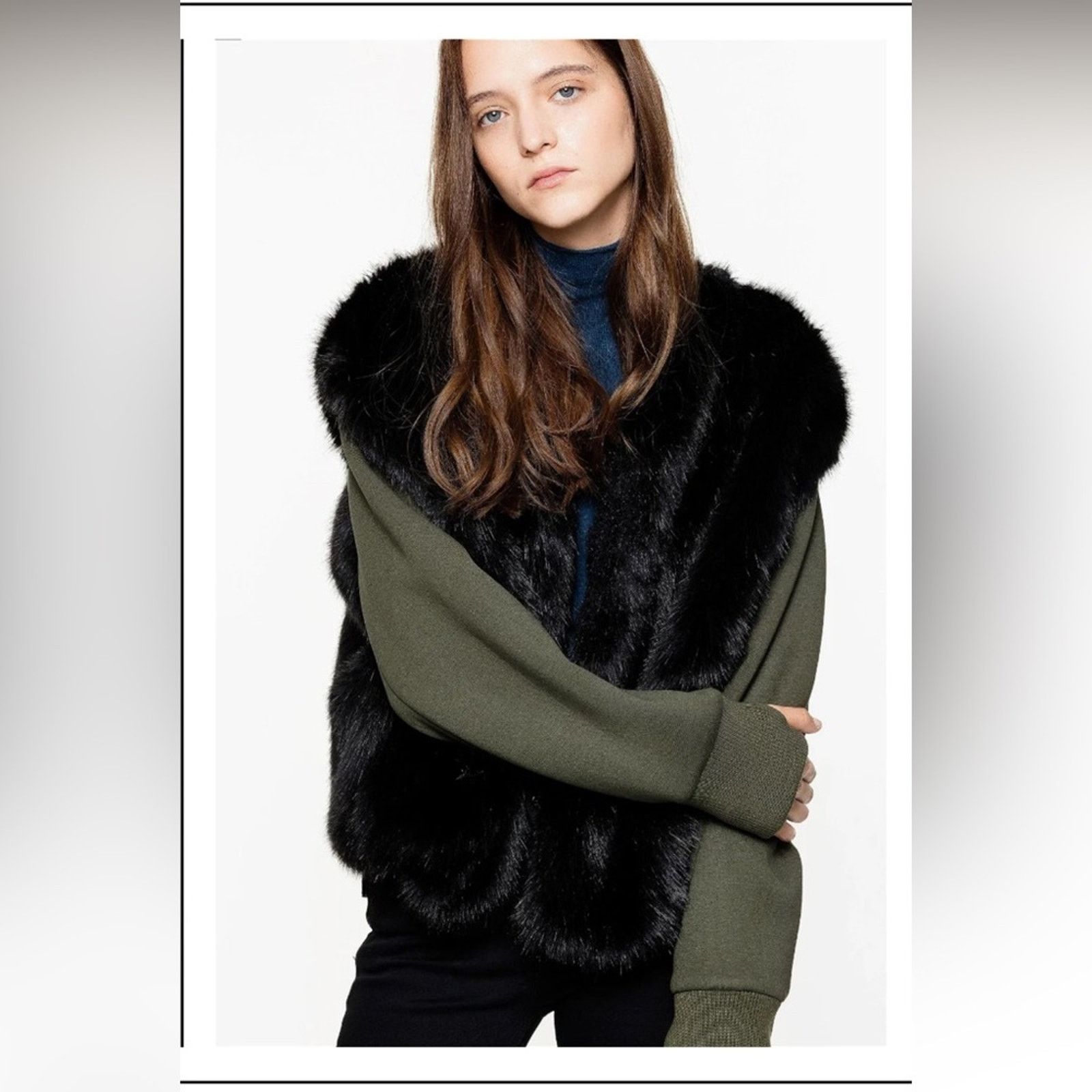 Zadig & voltaire Kassy Faux Fur Vest Jacket L Green Black