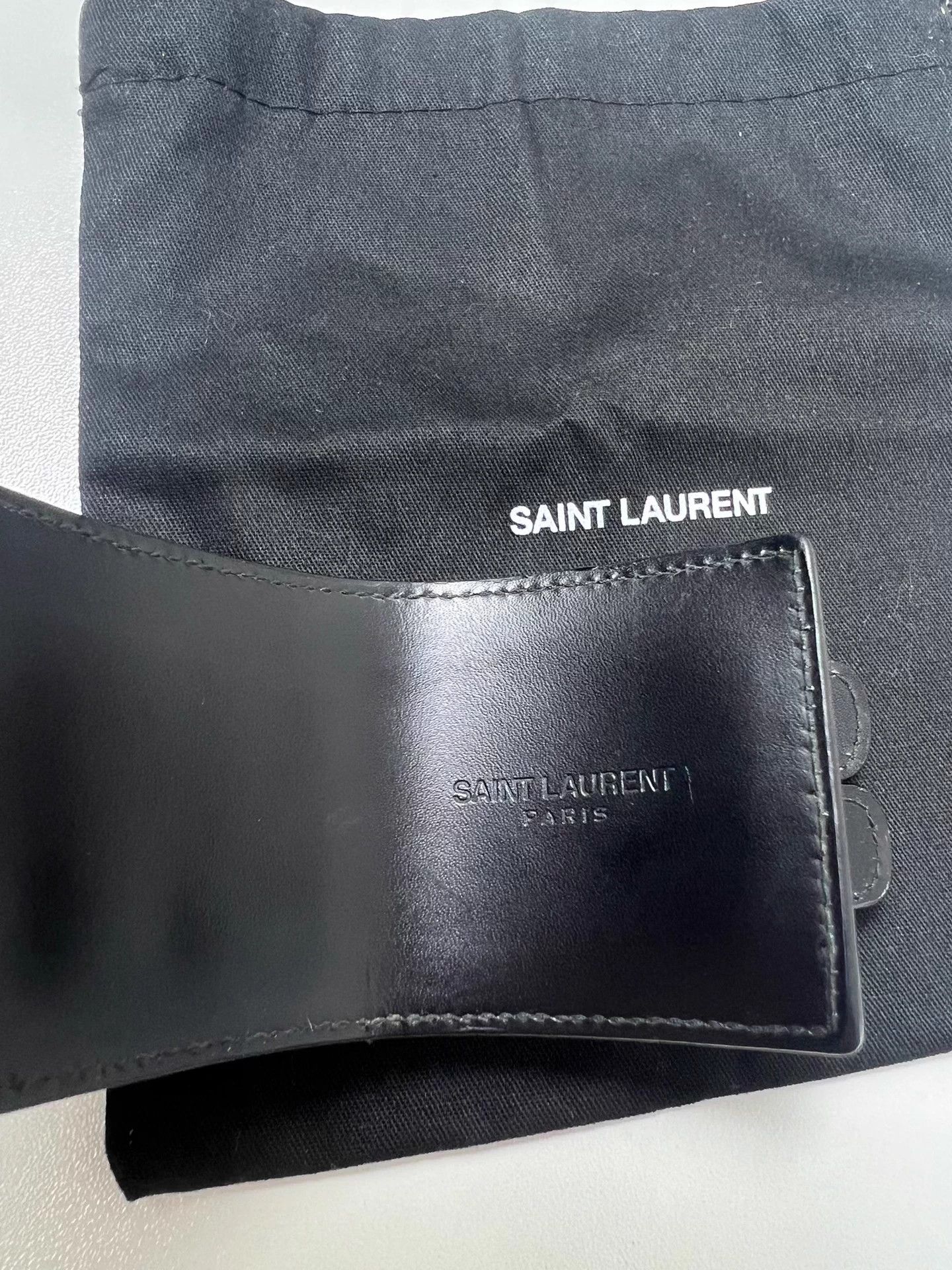 Saint Laurent Paris SLP Breasted Studded Black Leather Bracelet Adjustable Size ONE SIZE - 6 Thumbnail