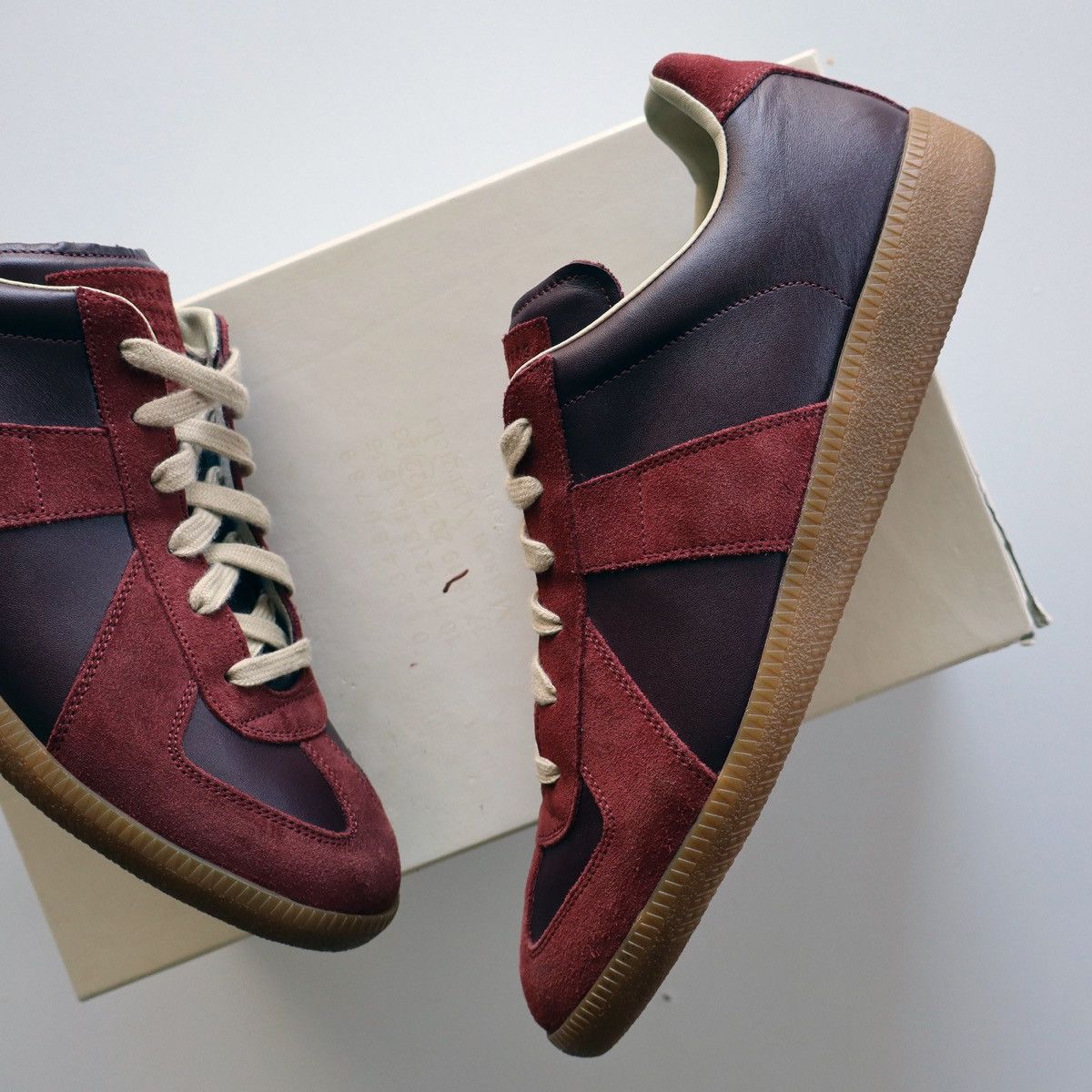 Maison Margiela 2015 Maison Margiela Burgundy Oxblood GATs Size US 10 / EU 43 - 4 Thumbnail