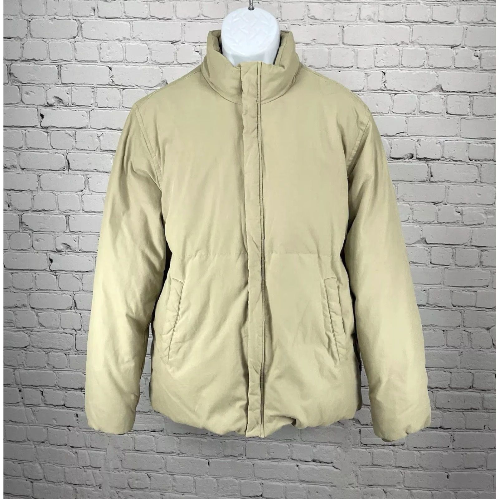 Vintage Structure Khaki Down Filled Cotton Blend Puffy Zip Jacket Knit Cuff Size L Mens Regular Size US L / EU 52-54 / 3 - 2 Thumbnail