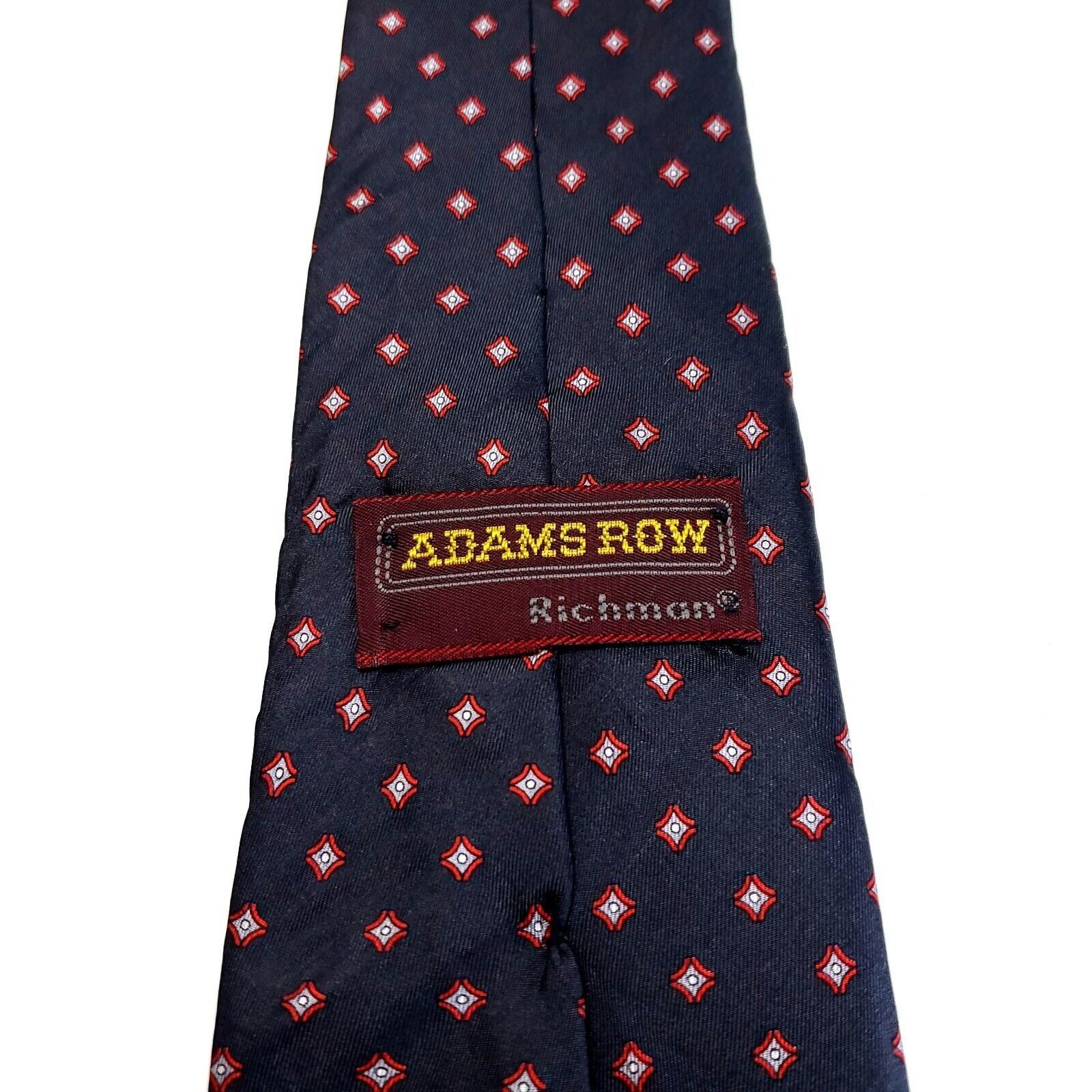 Designer Adam's Row Richman Blue Red Geometric Print Short Silk Tie Size ONE SIZE - 3 Thumbnail