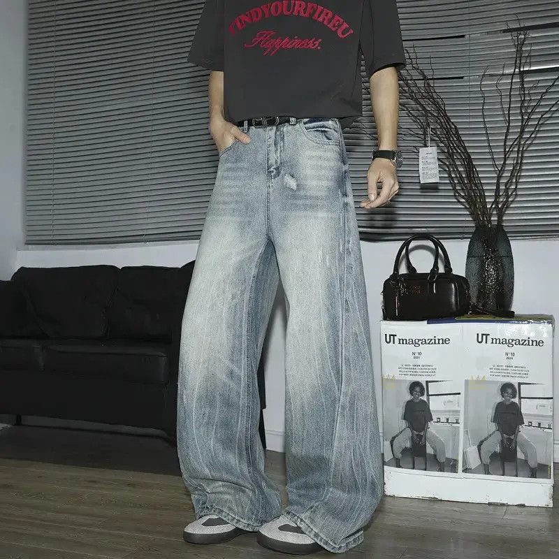Japanese Brand Retro loose wide leg hip-hop ripped jeans Size US 32 / EU 48 - 6 Thumbnail