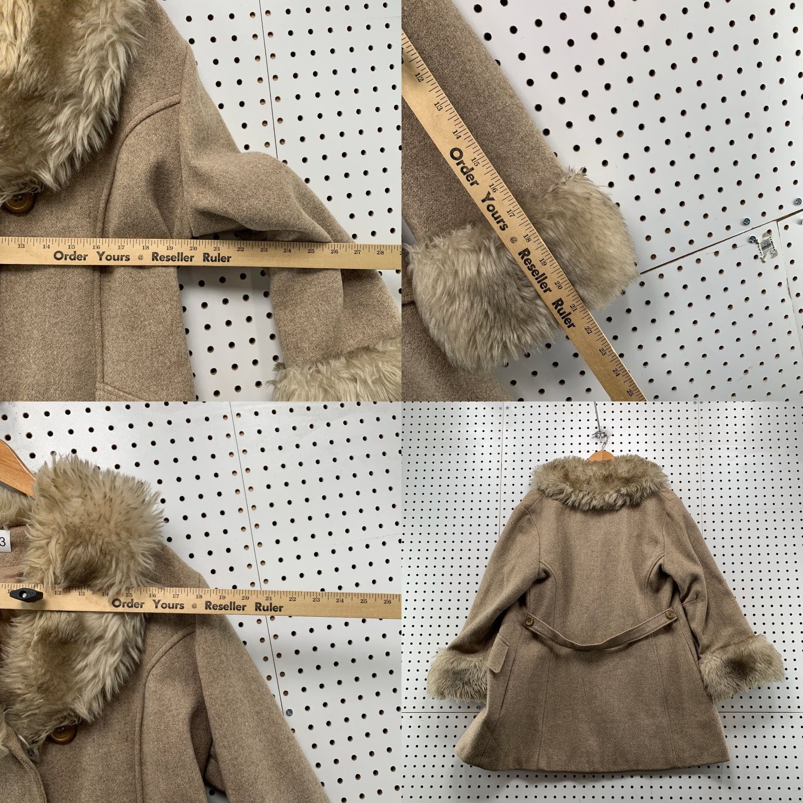 Sears VINTAGE Sears Fashion Wool Coat Womens M Double Breasted Faux Fur Collar Coat Beige 70s 60s Winter Mens Womens Size M / US 6-8 / IT 42-44 - 9 Thumbnail