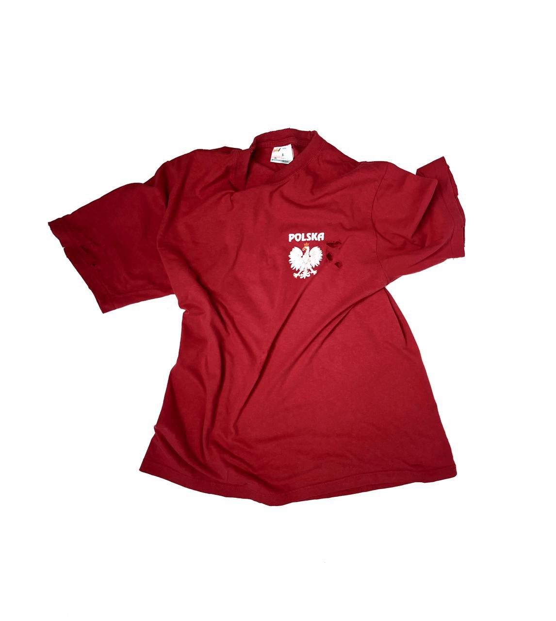 Vintage Vintage Polska Poland Distressed Trashed Red Tee Size US M / EU 48-50 / 2 - 2 Thumbnail