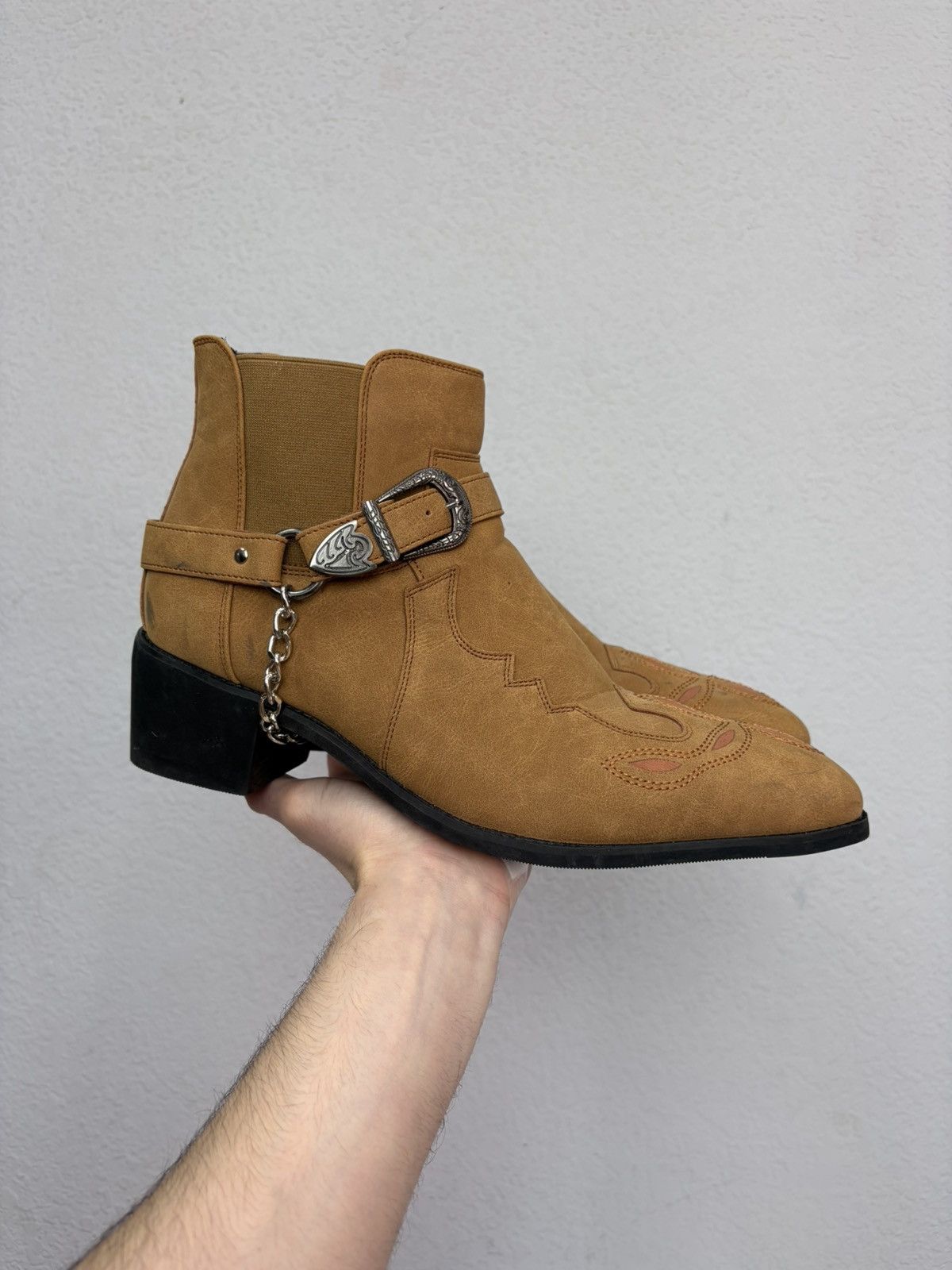 If Six Was Nine AS 98 Vibe Artisan Black Leather Side Zip Ankle Biker Boots Size US 11 / EU 44 - 2 Thumbnail