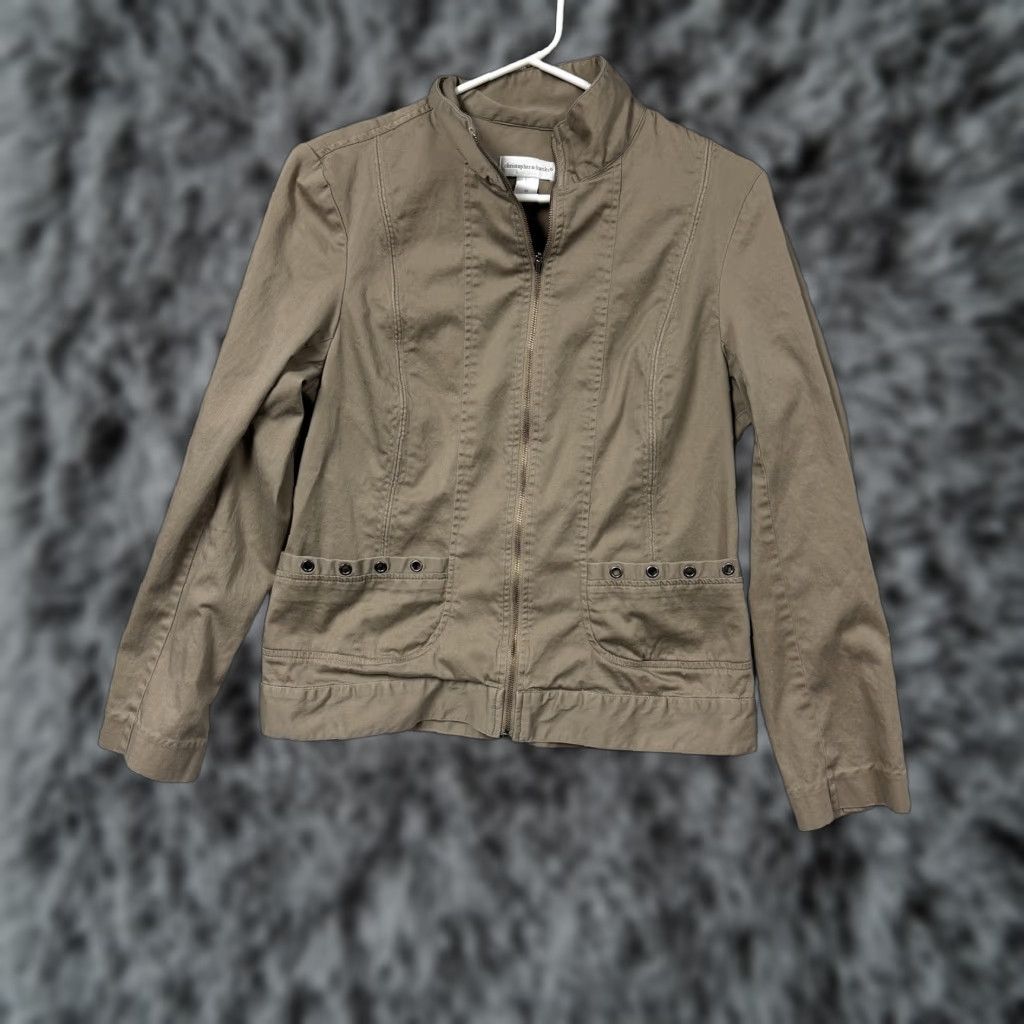 Vintage Christopher & Banks Field Jacket Womens M Beige Twill Full Zip Utility Outdoor Jacket Size M / US 6-8 / IT 42-44 - 1 Thumbnail