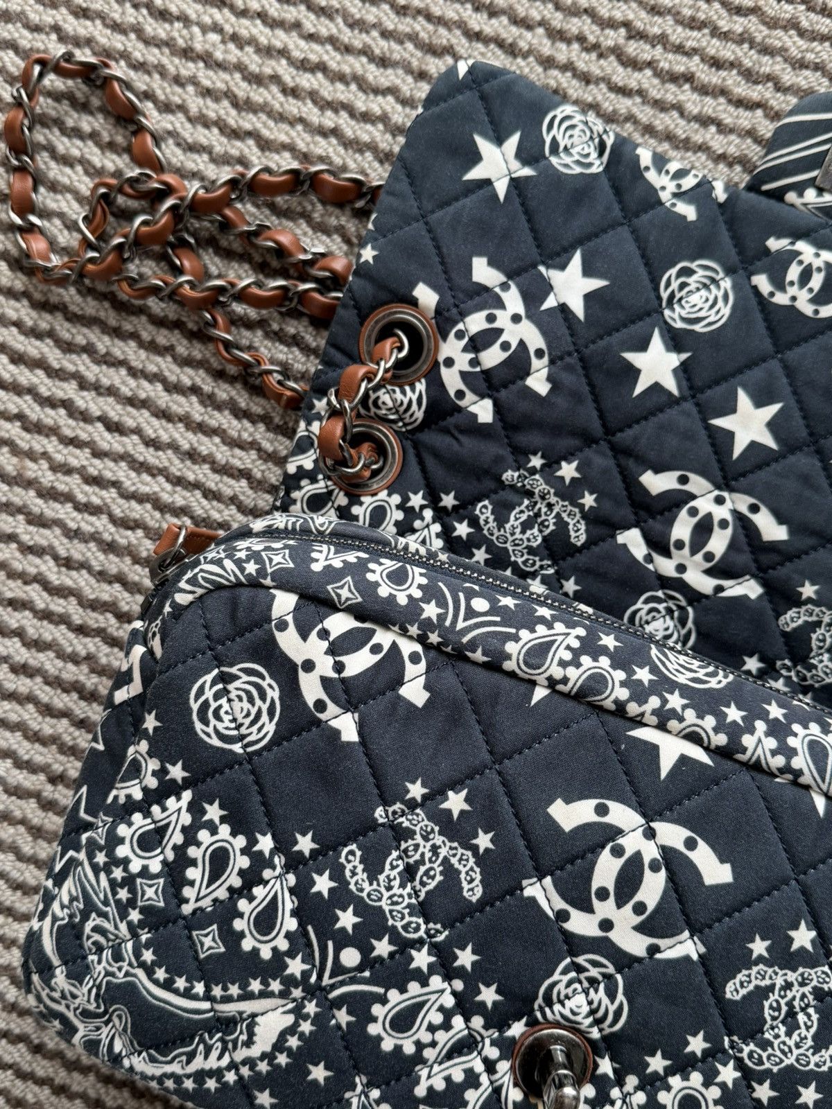 Chanel Chanel 14A Canvas Paris-Dallas Navy Bandana Classic Flap Bag Size ONE SIZE - 10 Thumbnail
