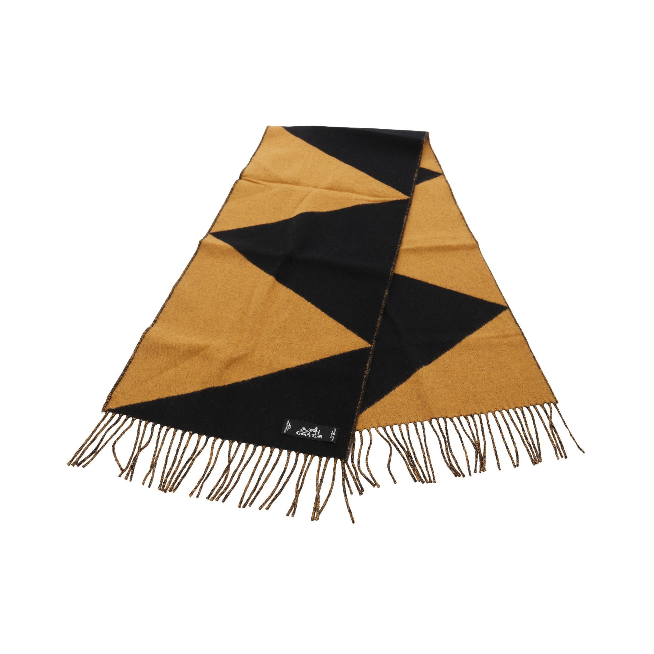 Hermes Hermes Kazak Zigzag Scarf Cashmere Black Orange Size ONE SIZE - 1 Thumbnail