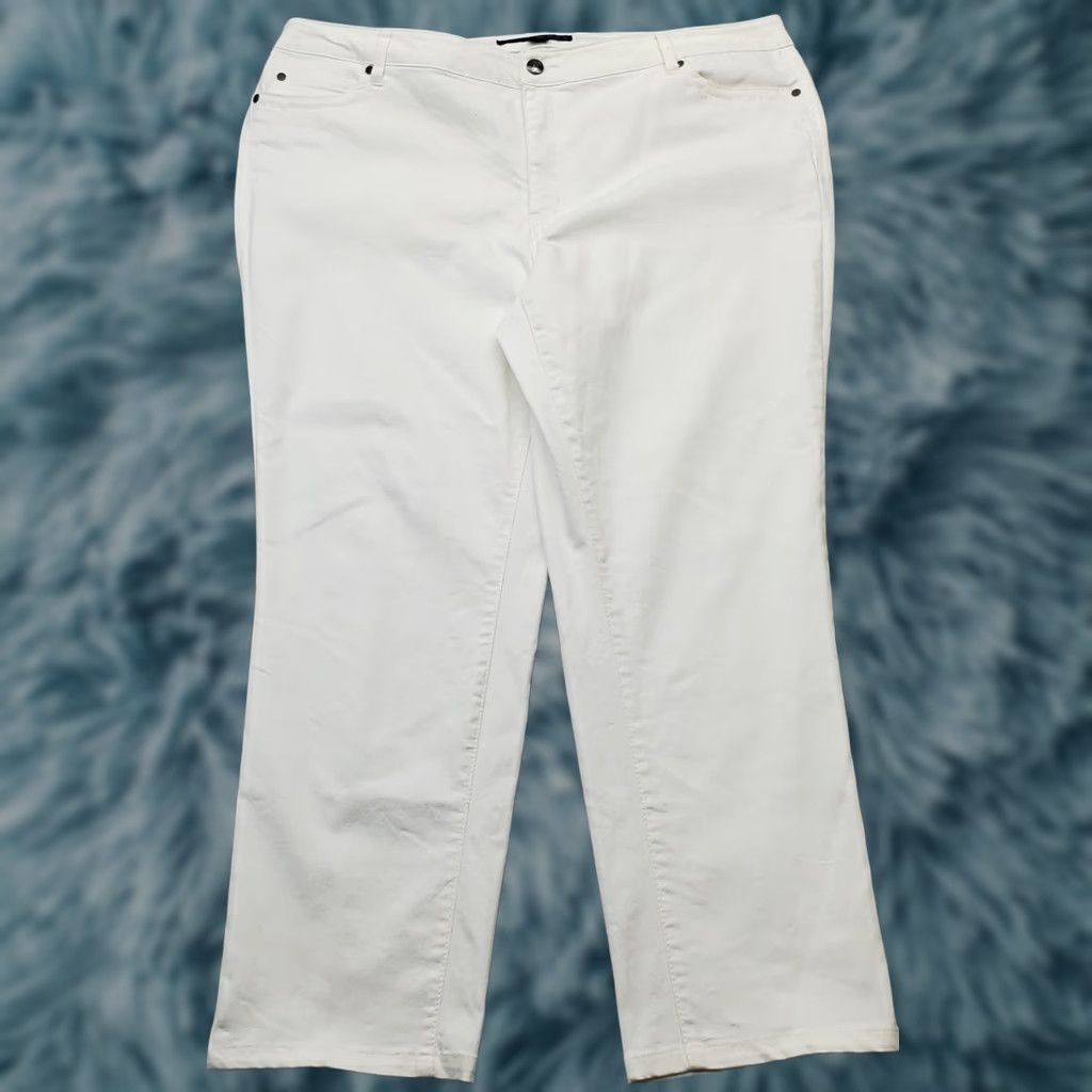 Denime Denim 24/7 Straight Jeans Womens 18W White Stretch Boho Streetwear Light Wash Denim 24/7 Women's Jeans 18W White Stretch Light Wash Size 40" / US 18 - 1 Thumbnail
