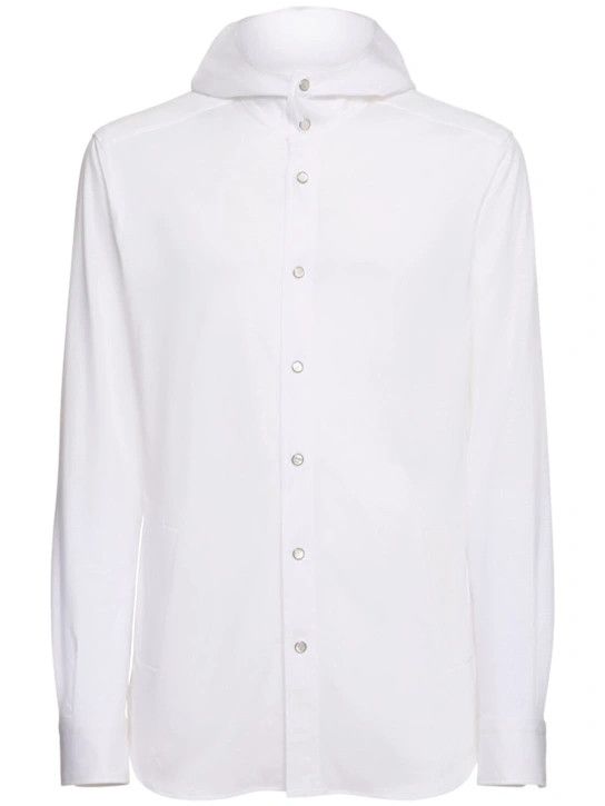 o1lsvrm0425 Hooded Cotton Denim Shirt in White