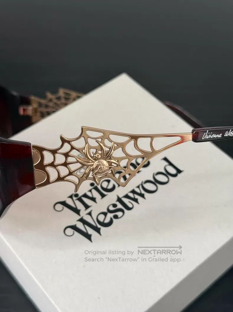 Vivienne Westwood Vivienne Westwood Rare red brown, spider web, sunglasses, Size ONE SIZE - 6 Thumbnail