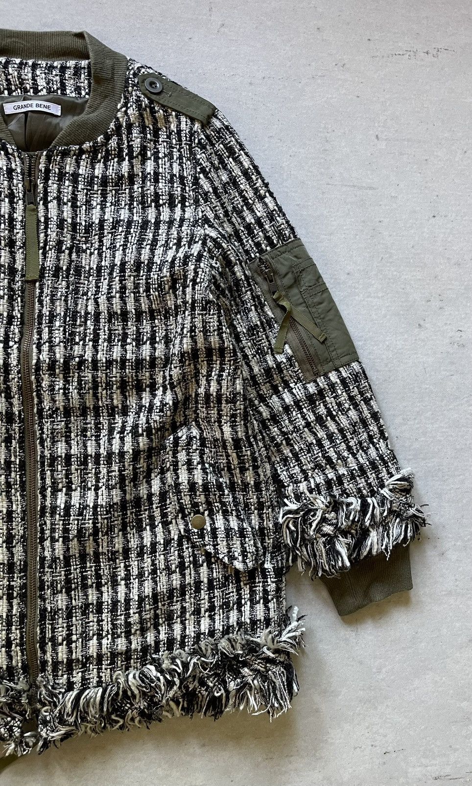 Junya Watanabe GRANDE BENE WOMEN'S PLAID MA-1 STYLE TWEED JACKET Size S / US 4 / IT 40 - 3 Thumbnail