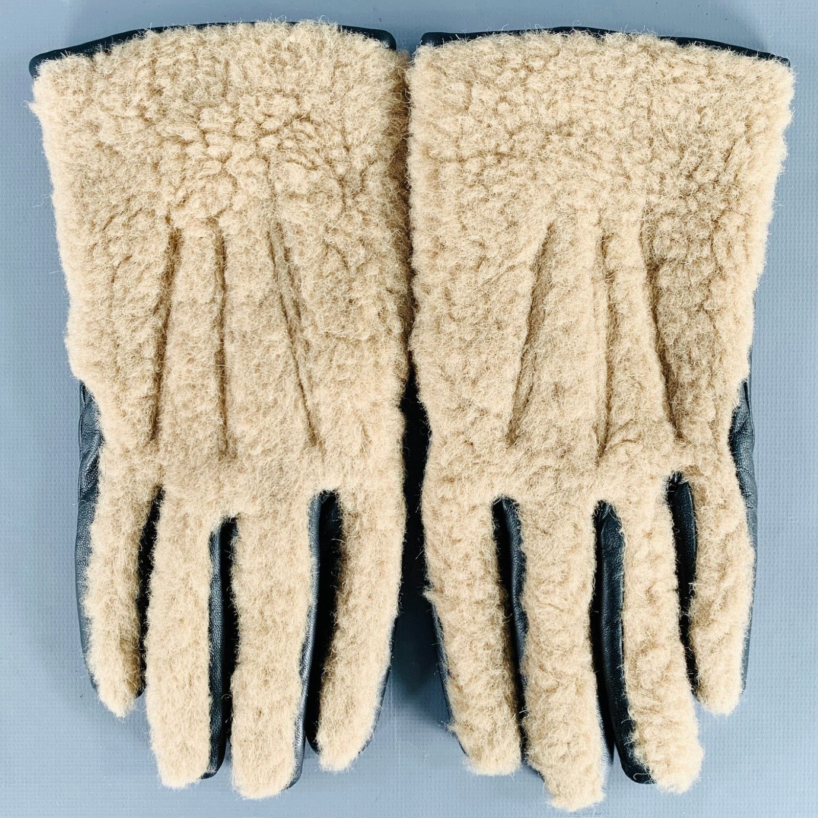 Carven CARVEN Size 9 Tan Black Sheep Leather Alpaca Blend Gloves Size ONE SIZE - 1 Thumbnail