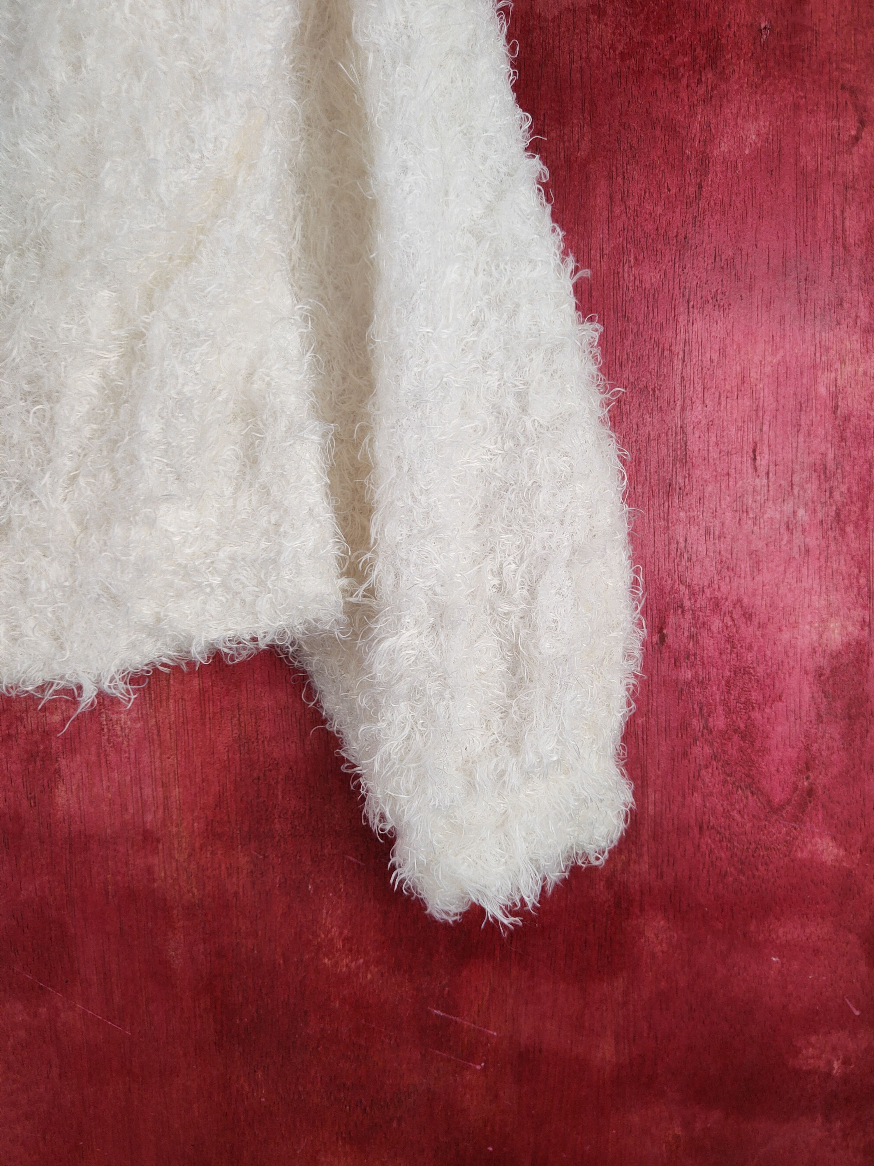 Homespun Knitwear × Japanese Brand Begum Ivory Shag Shaggy Fur Mohair Knitwear Cardigan #S2035 Size M / US 6-8 / IT 42-44 - 6 Thumbnail