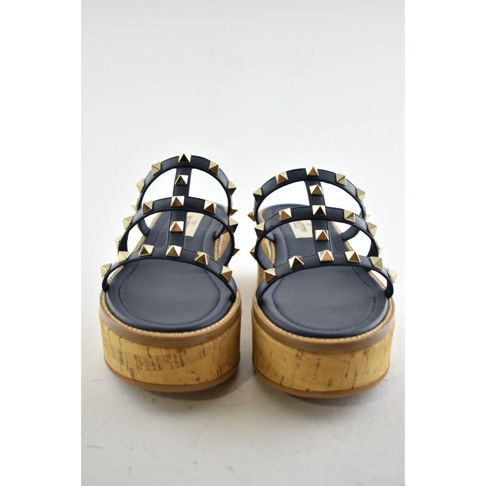 Valentino Valentino Rockstud Blue Cork Platform Mule Slide Sandal Size US 5.5 / IT 35.5 - 4 Thumbnail