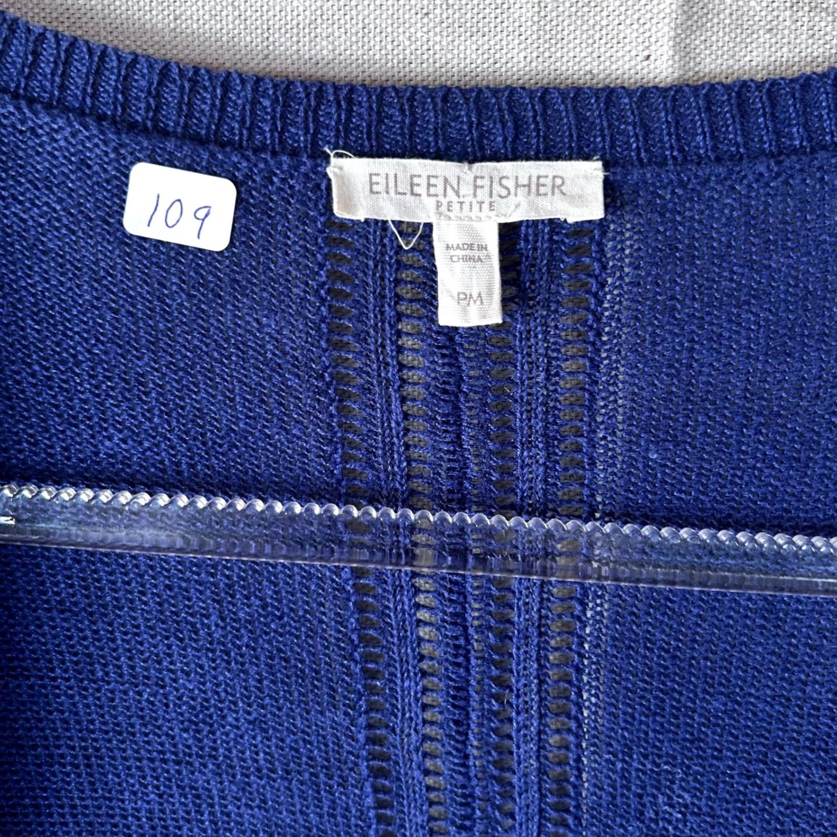 Eileen Fisher Eileen Fisher Sweater Womens PM Blue Petite Linen Open Front Cardigan Pockets Size M / US 6-8 / IT 42-44 - 2 Thumbnail