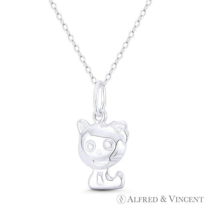 Other Smiling Cat Animal Charm Pendant in .925 Sterling Silver Size ONE SIZE - 1 Preview