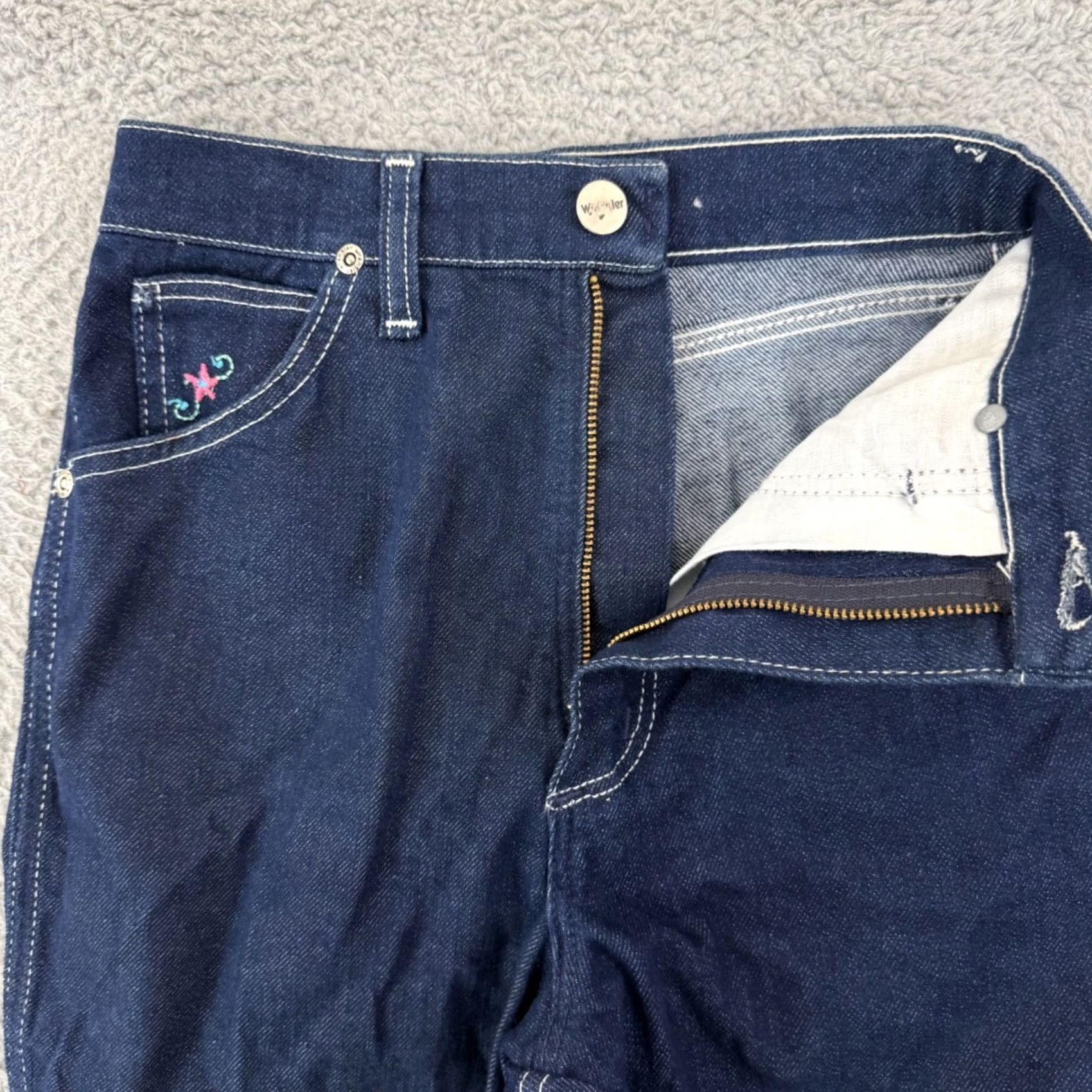 Wrangler VINTAGE Wrangler Jeans Womens 5 Juniors Blue High Rise No Fault Denim 70s USA Size 27" / US 4 / IT 40 - 5 Thumbnail