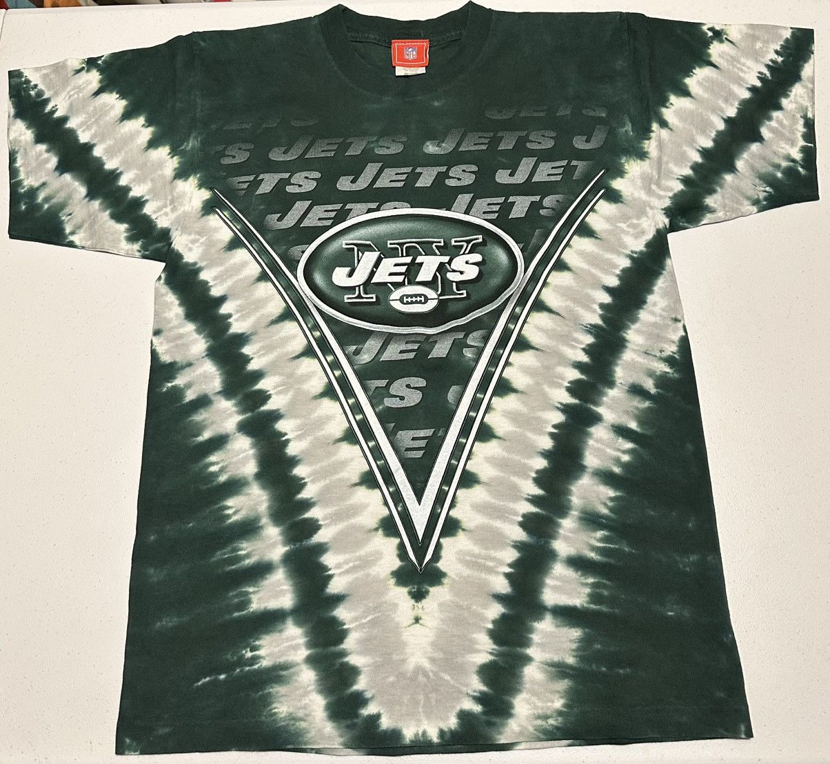 NFL Vintage New York Jets football Tie-dye single stitch tshirt Size US M / EU 48-50 / 2 - 1 Thumbnail