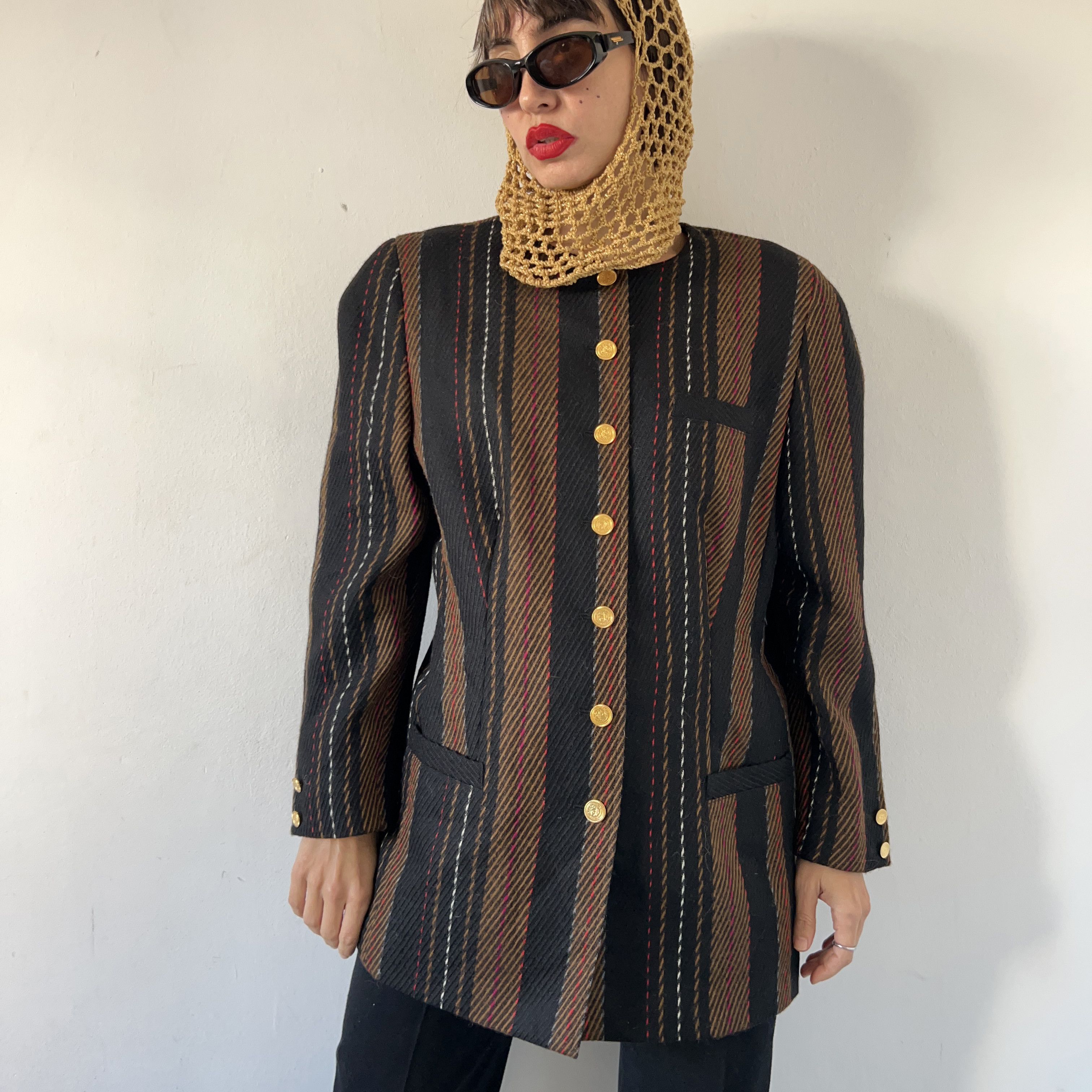 Vintage Vintage 90s Alpaca Wool Striped Jacket Size XL / US 12-14 / IT 48-50 - 4 Thumbnail