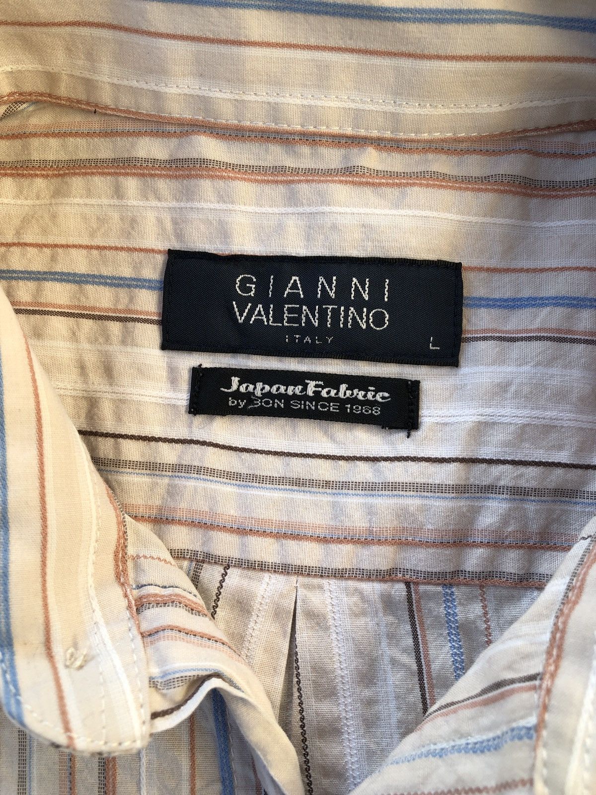 Gianni Valentino VTG Gianni Valentino Japan Fabric ShirtnStripe Long Sleeve Size US L / EU 52-54 / 3 - 3 Thumbnail